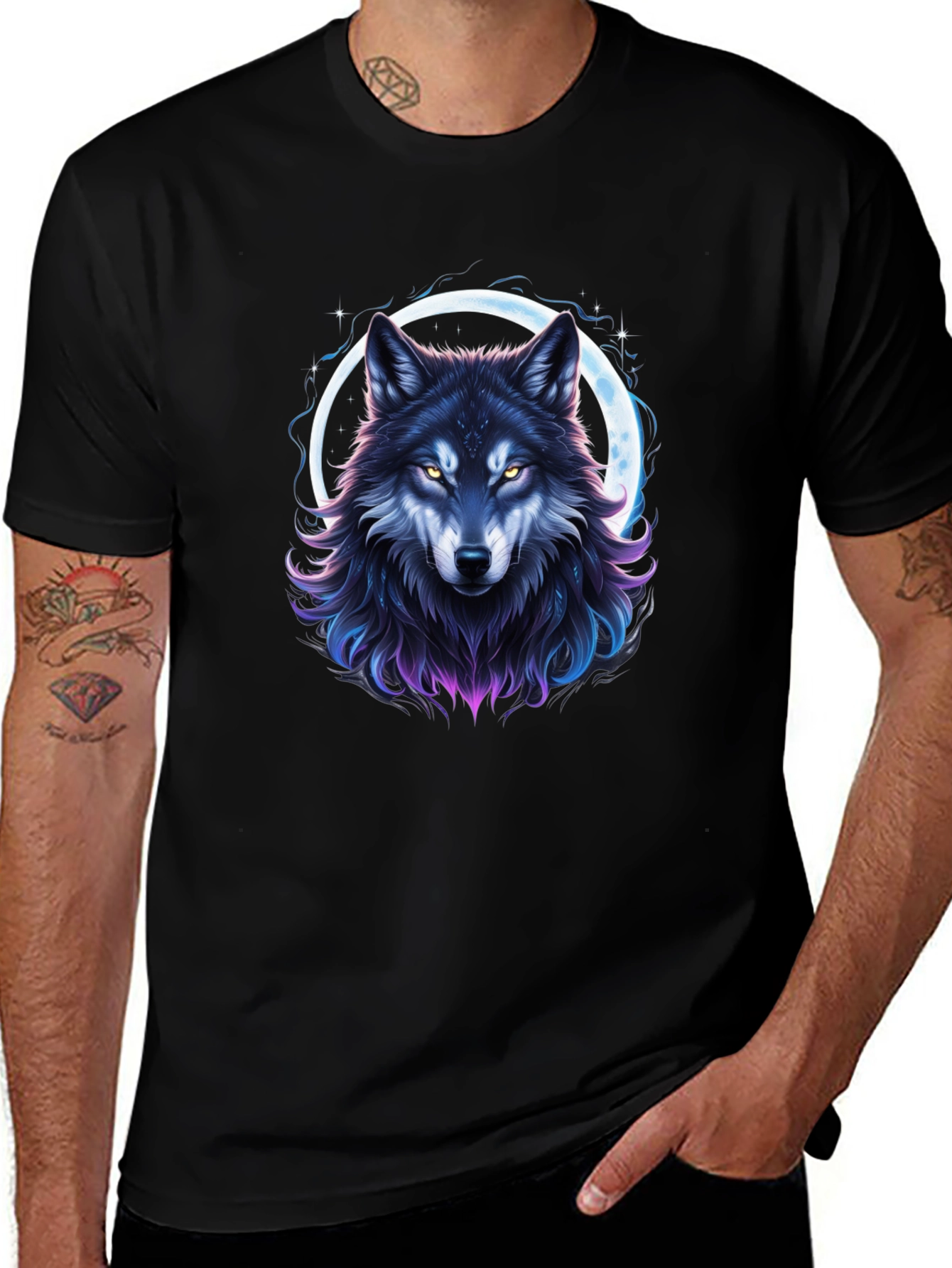 Wolf Moon Graphic Tee - Mens Black T-Shirt