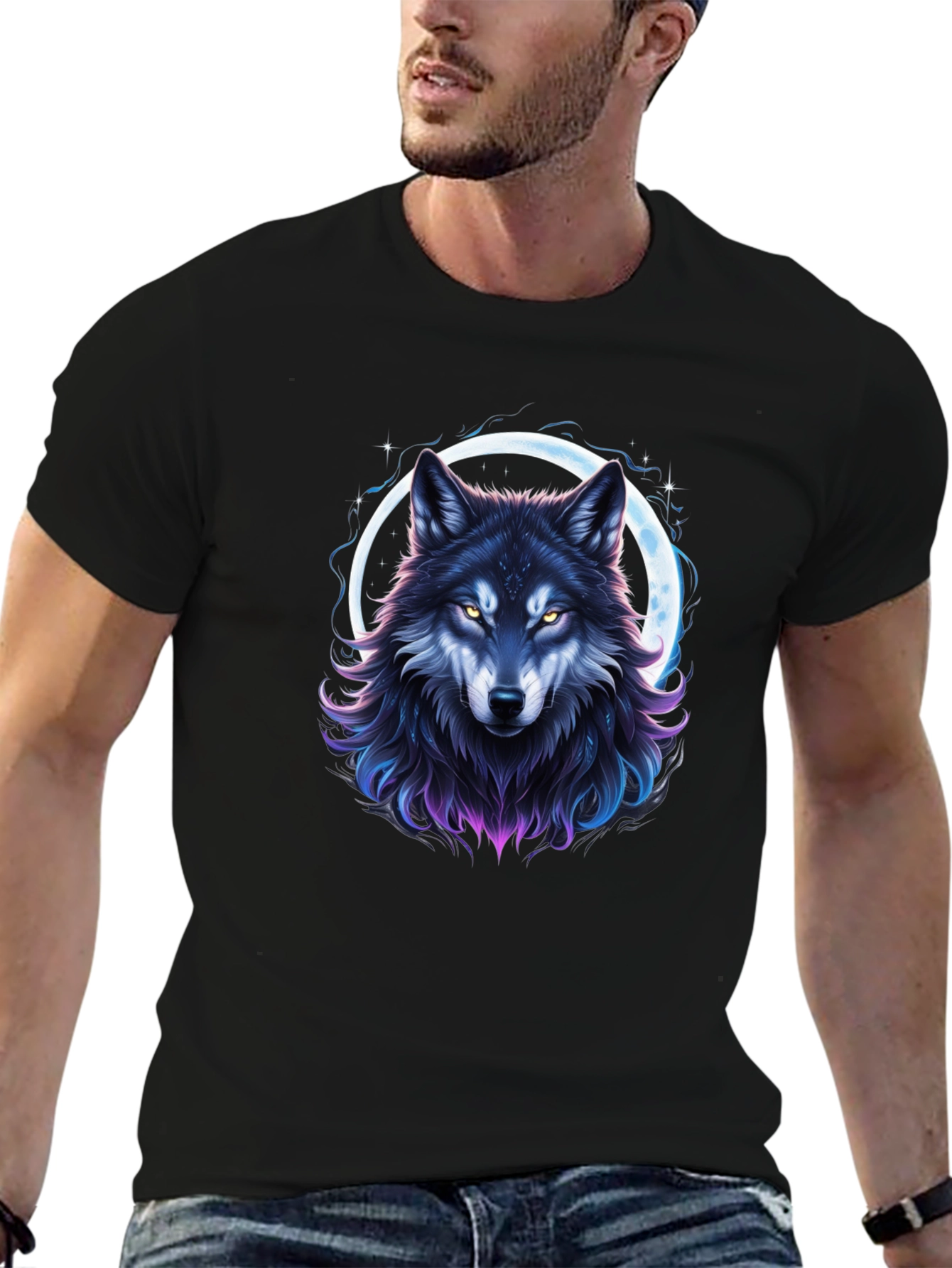 Wolf Moon Graphic Tee - Mens Black T-Shirt