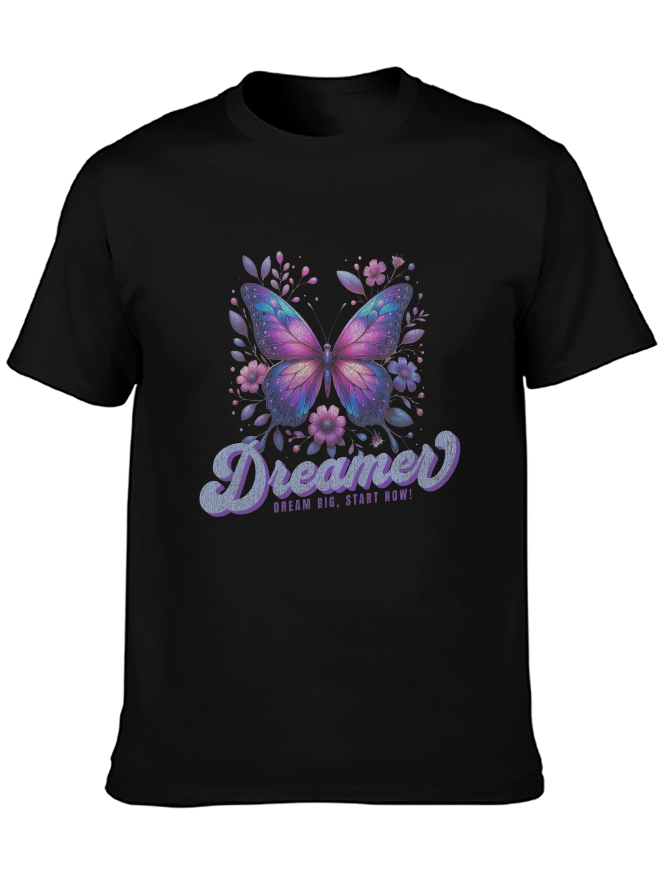 Dreamer Butterfly Graphic Black T-Shirt