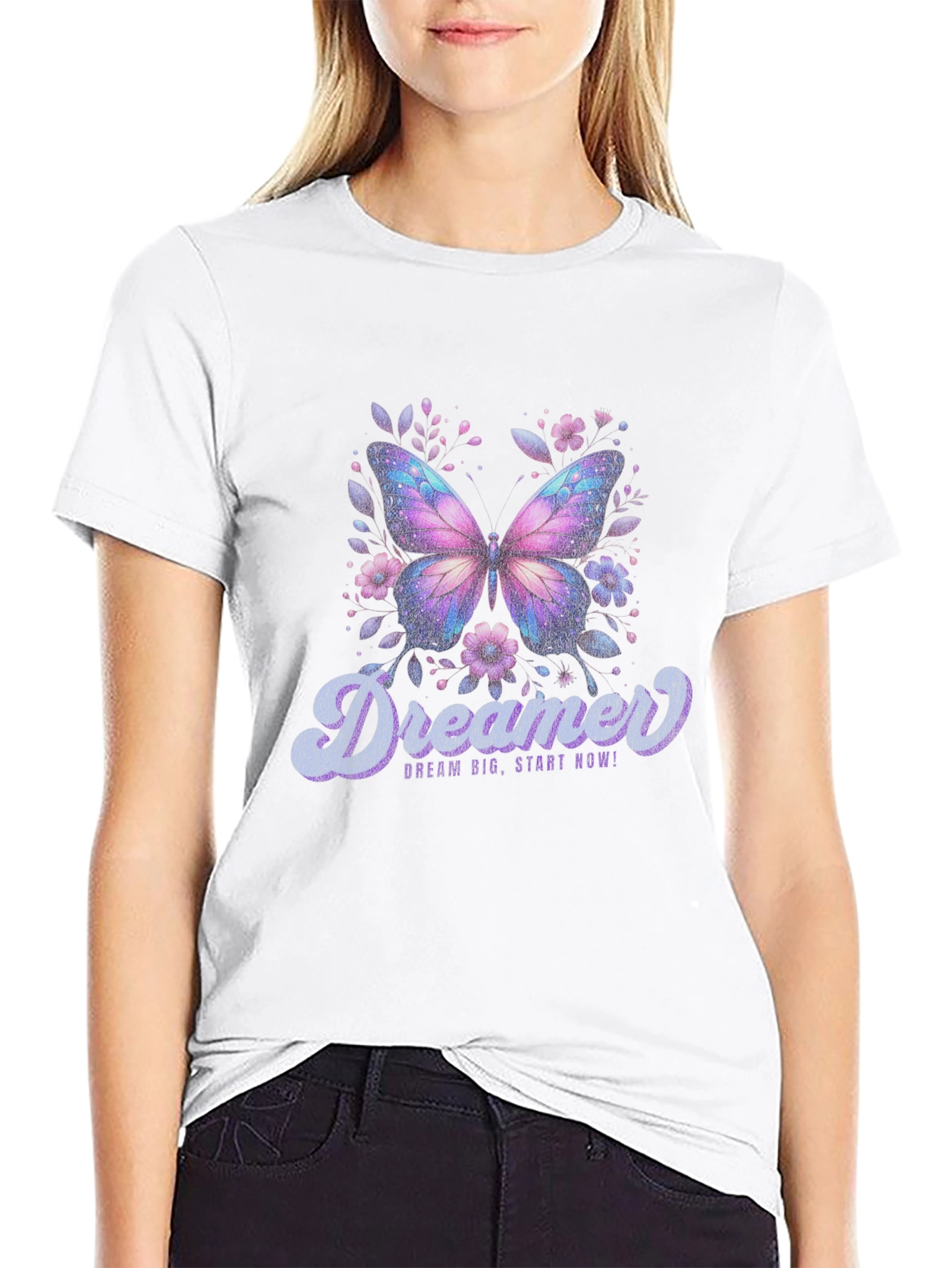 Dreamer Butterfly Graphic Black T-Shirt
