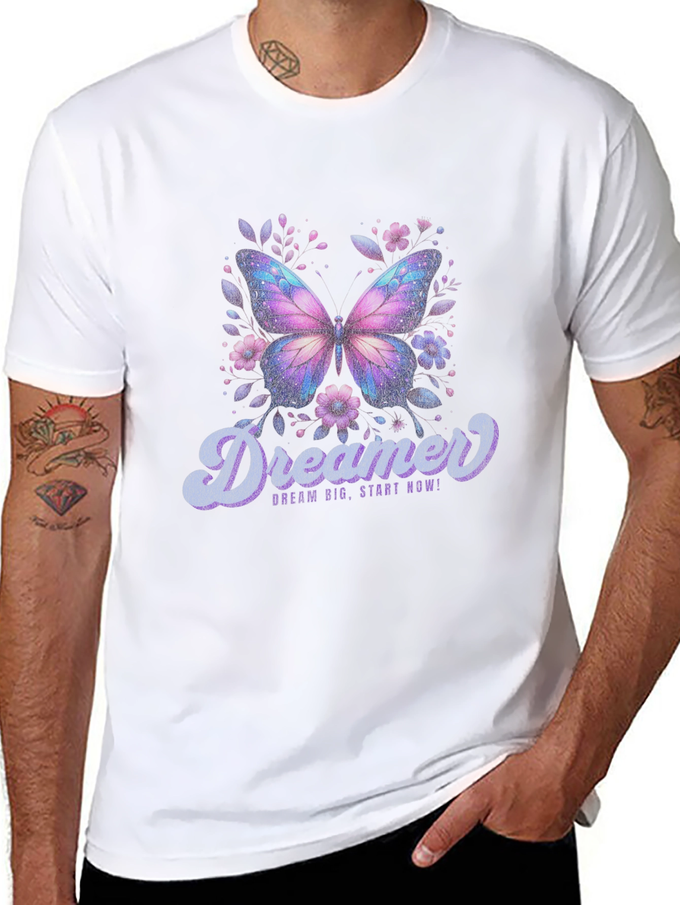 Dreamer Butterfly Graphic Black T-Shirt