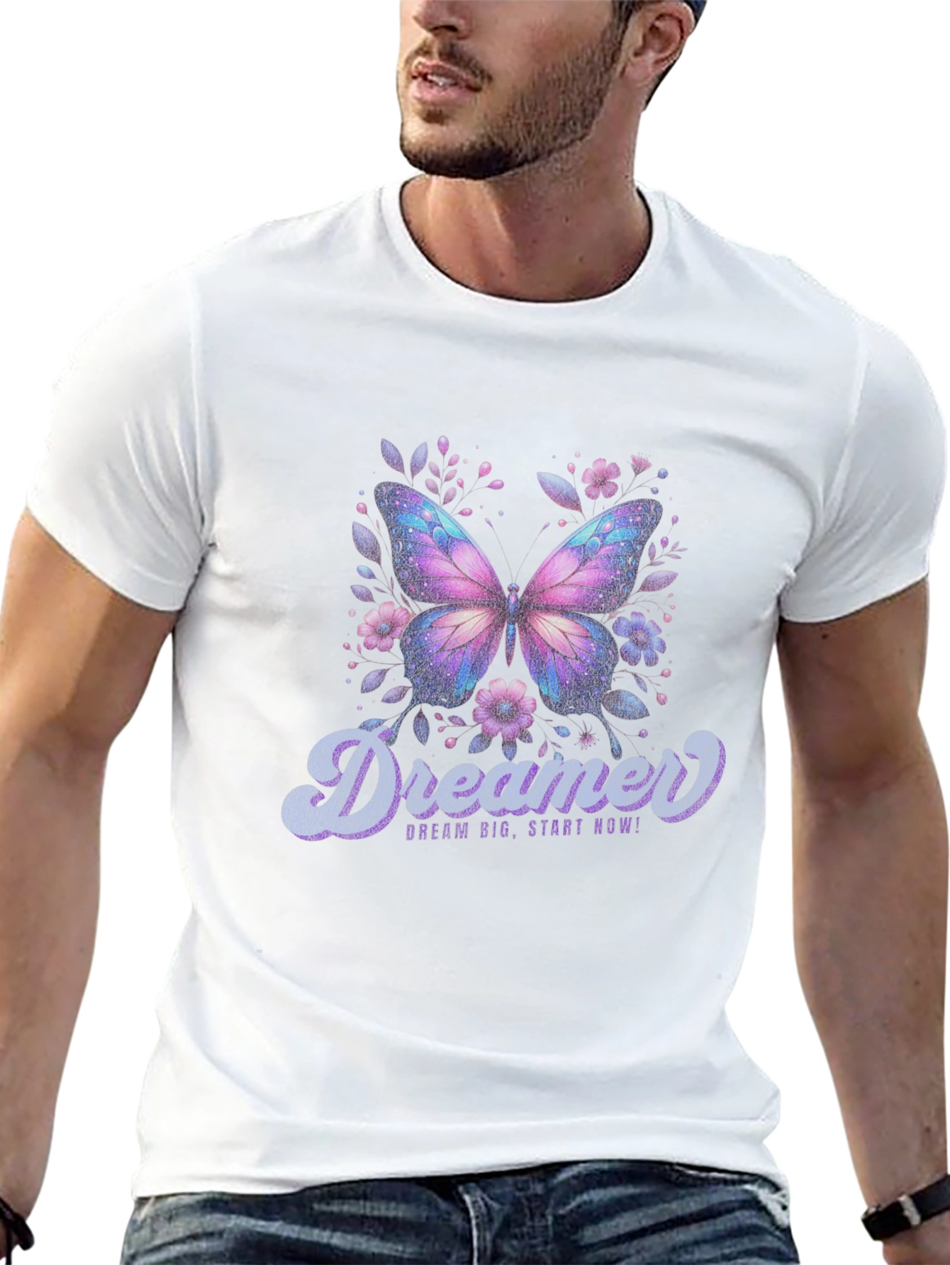 Dreamer Butterfly Graphic Black T-Shirt