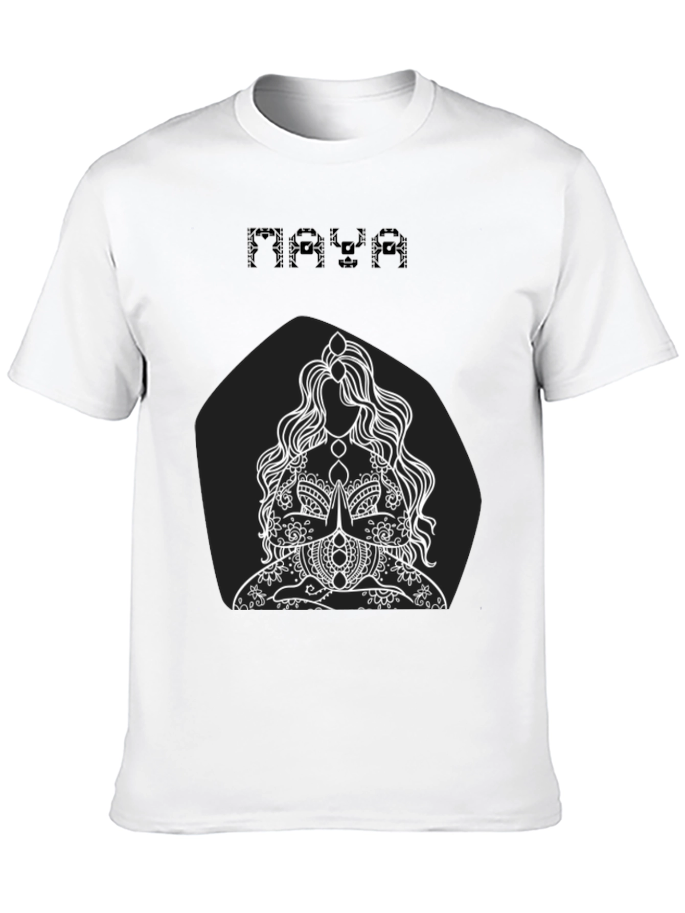Maya Black T-Shirt with Meditating Woman Graphic