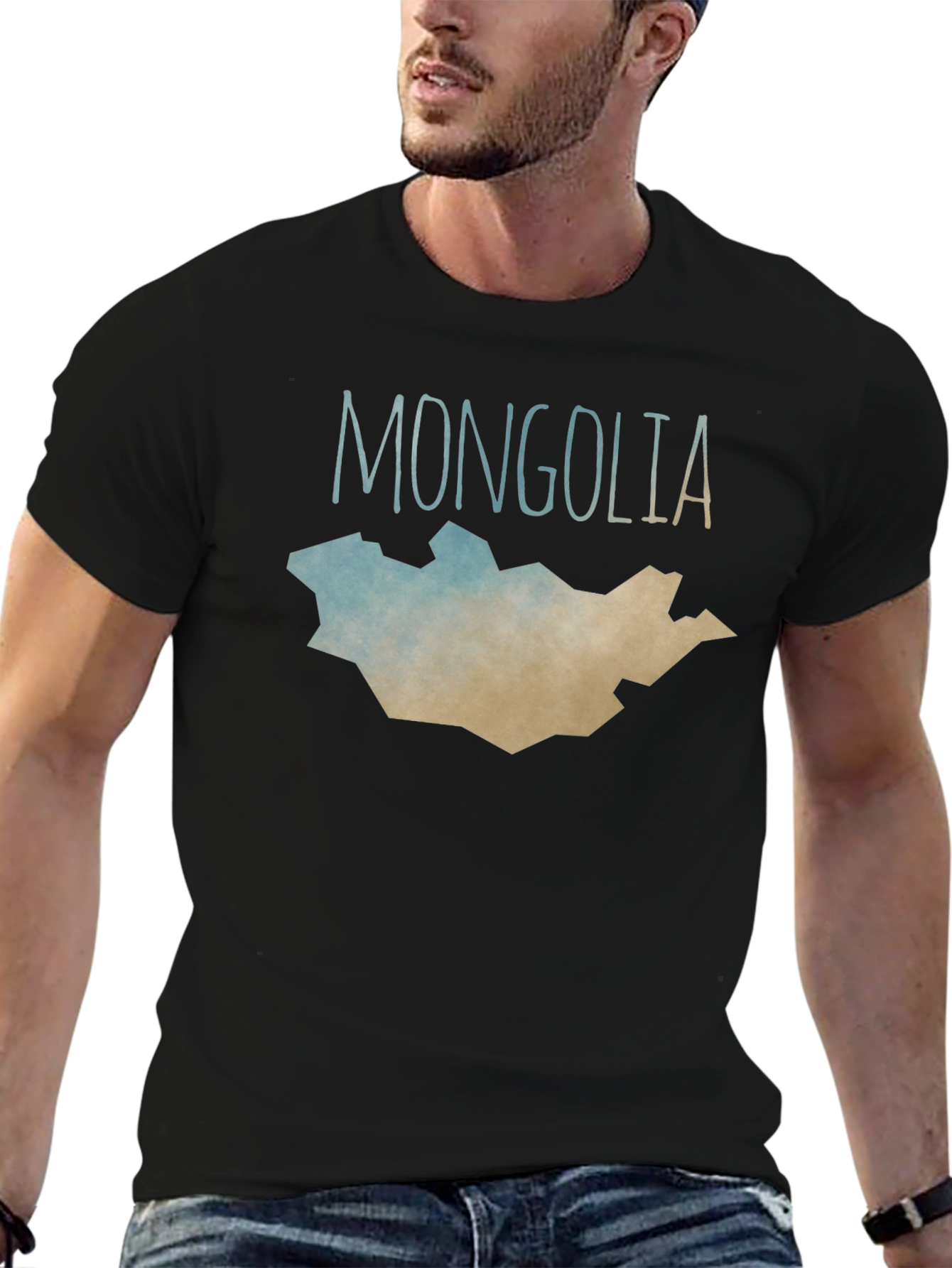 Mongolia Map T-Shirt - Black Graphic Tee