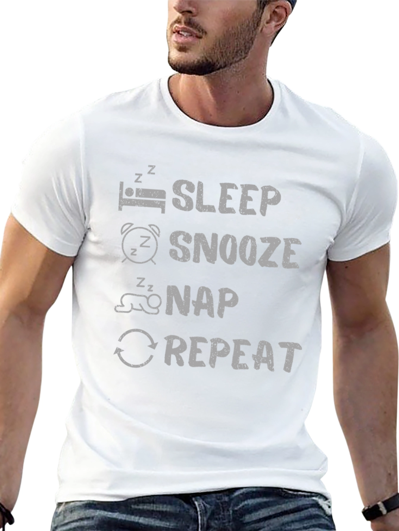 Sleep Snooze Nap Repeat Black T-Shirt
