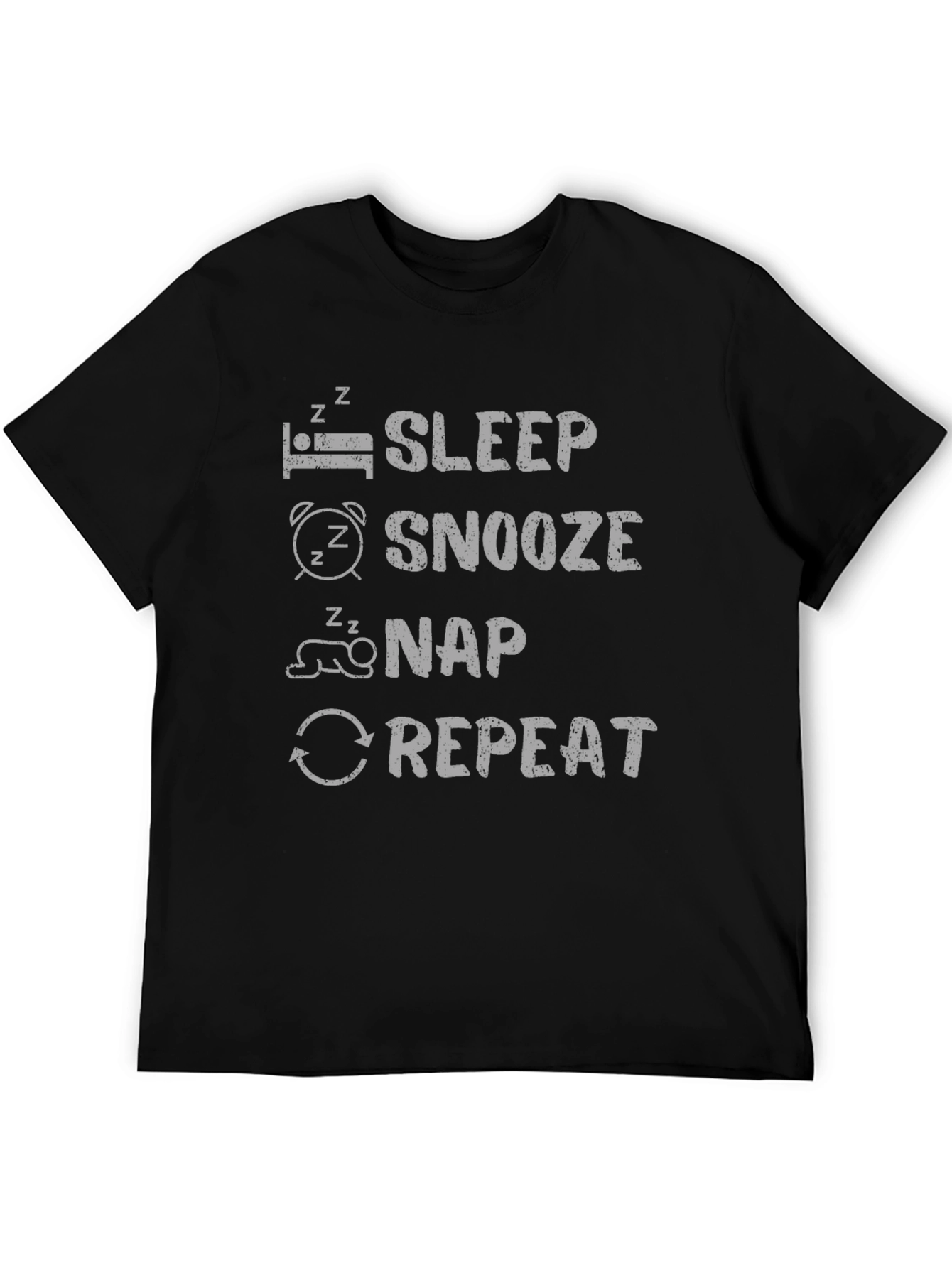 Sleep Snooze Nap Repeat Black T-Shirt