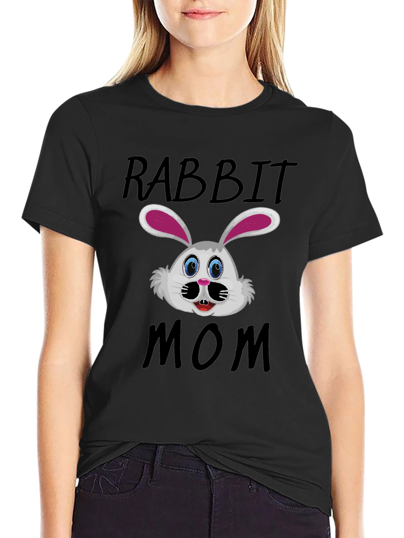 Rabbit Mom Graphic T-Shirt - Cute Bunny Design