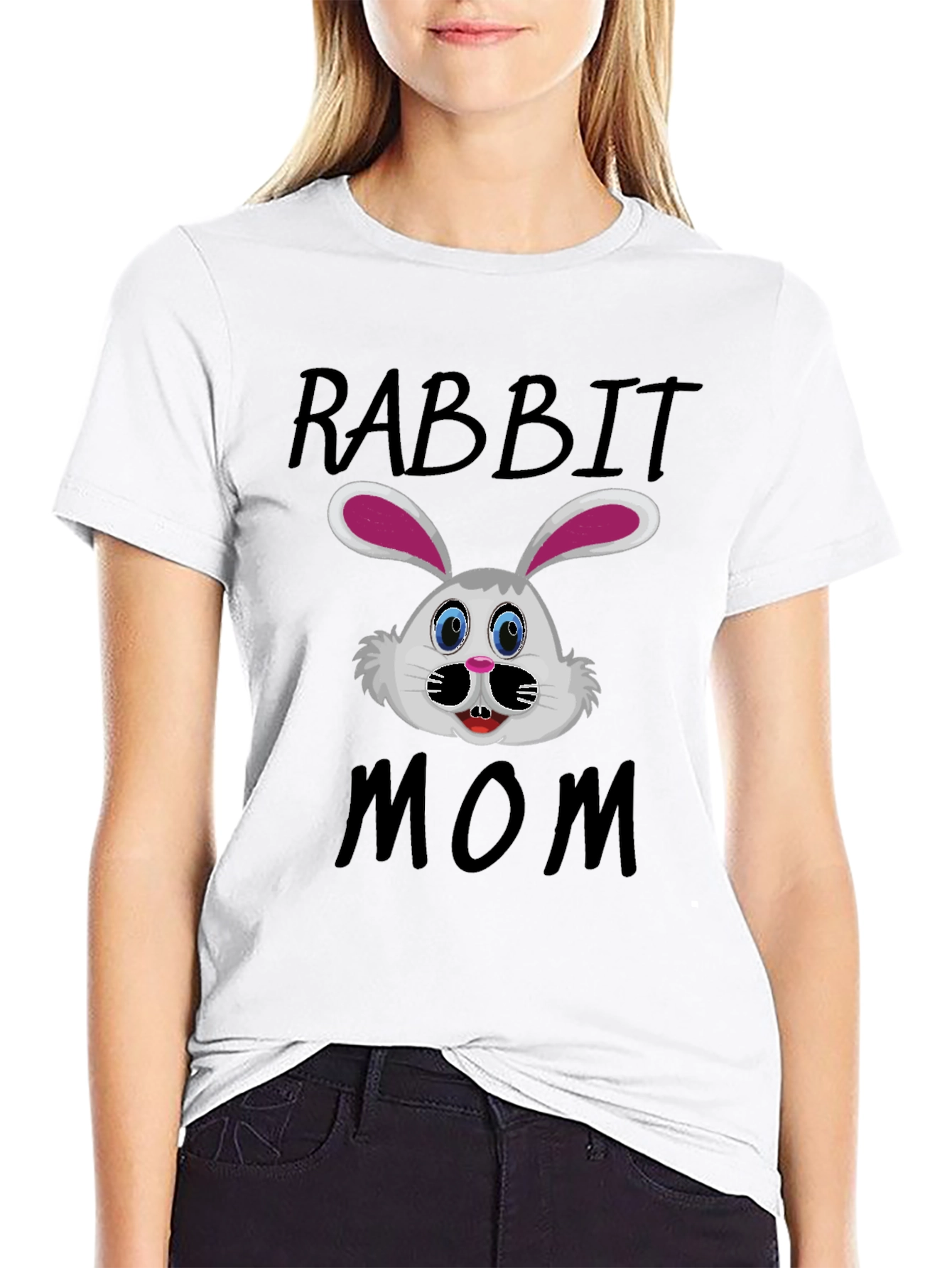 Rabbit Mom Graphic T-Shirt - Cute Bunny Design