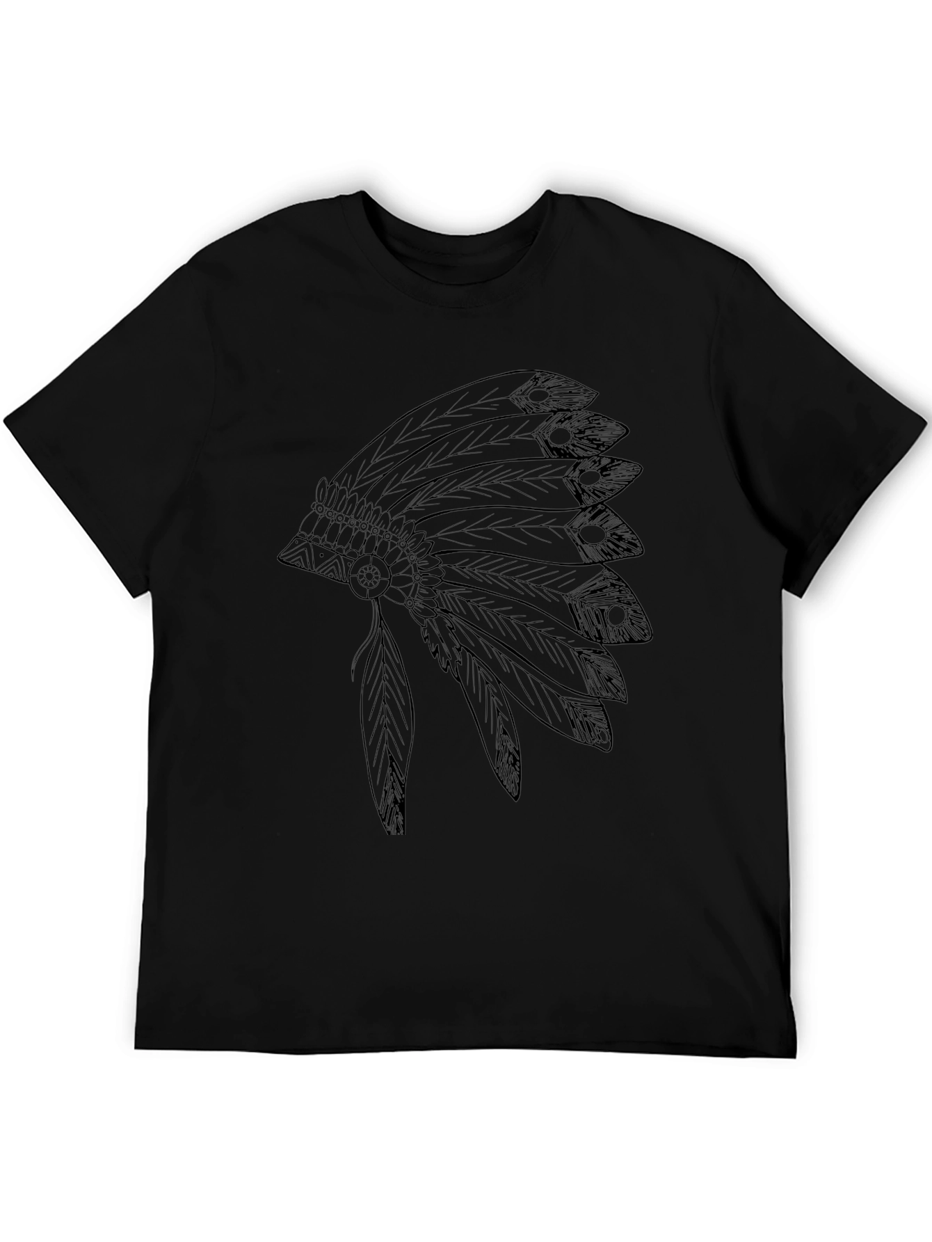 Black T-Shirt with Headdress Graphic
