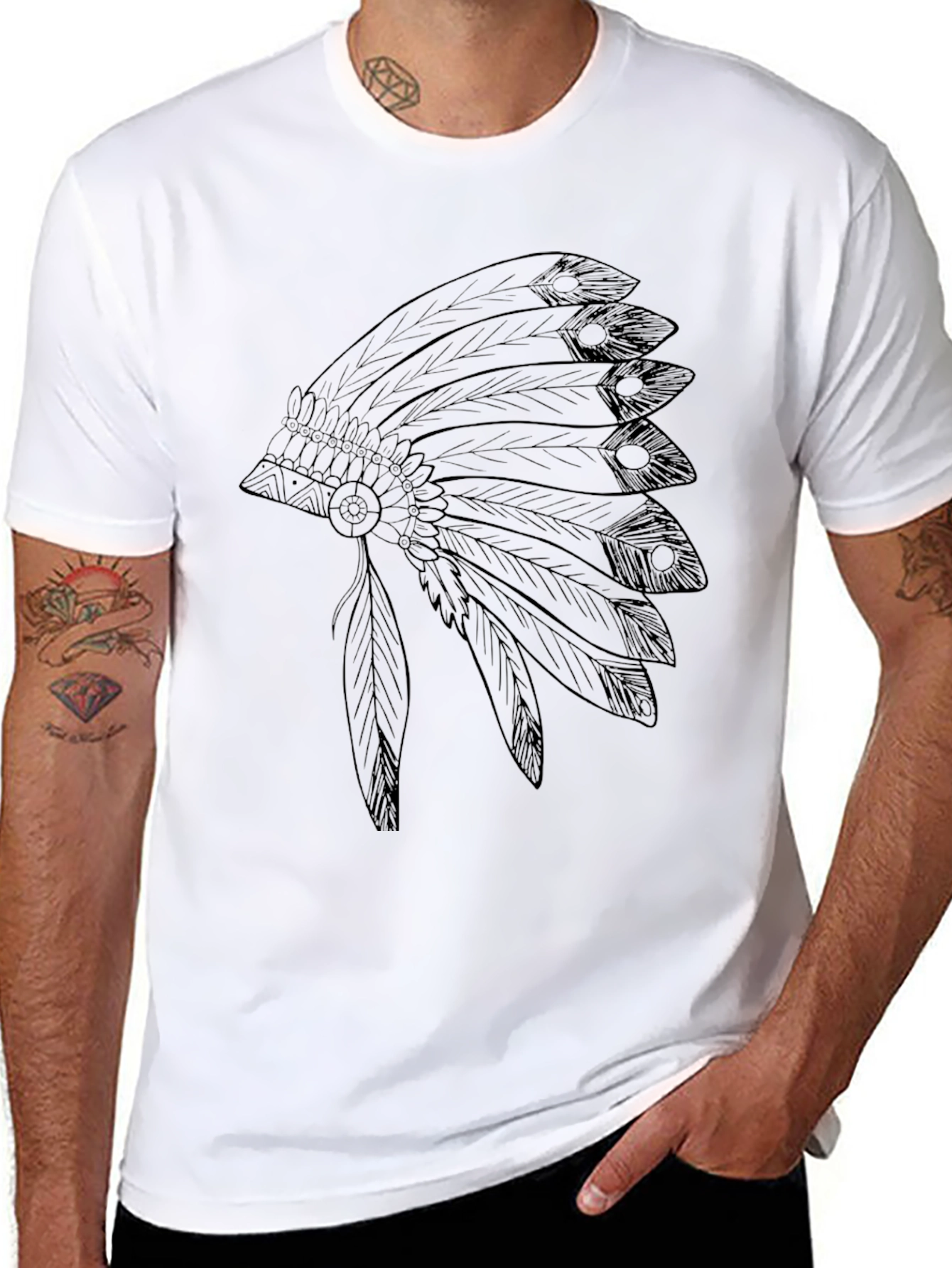 Black T-Shirt with Headdress Graphic