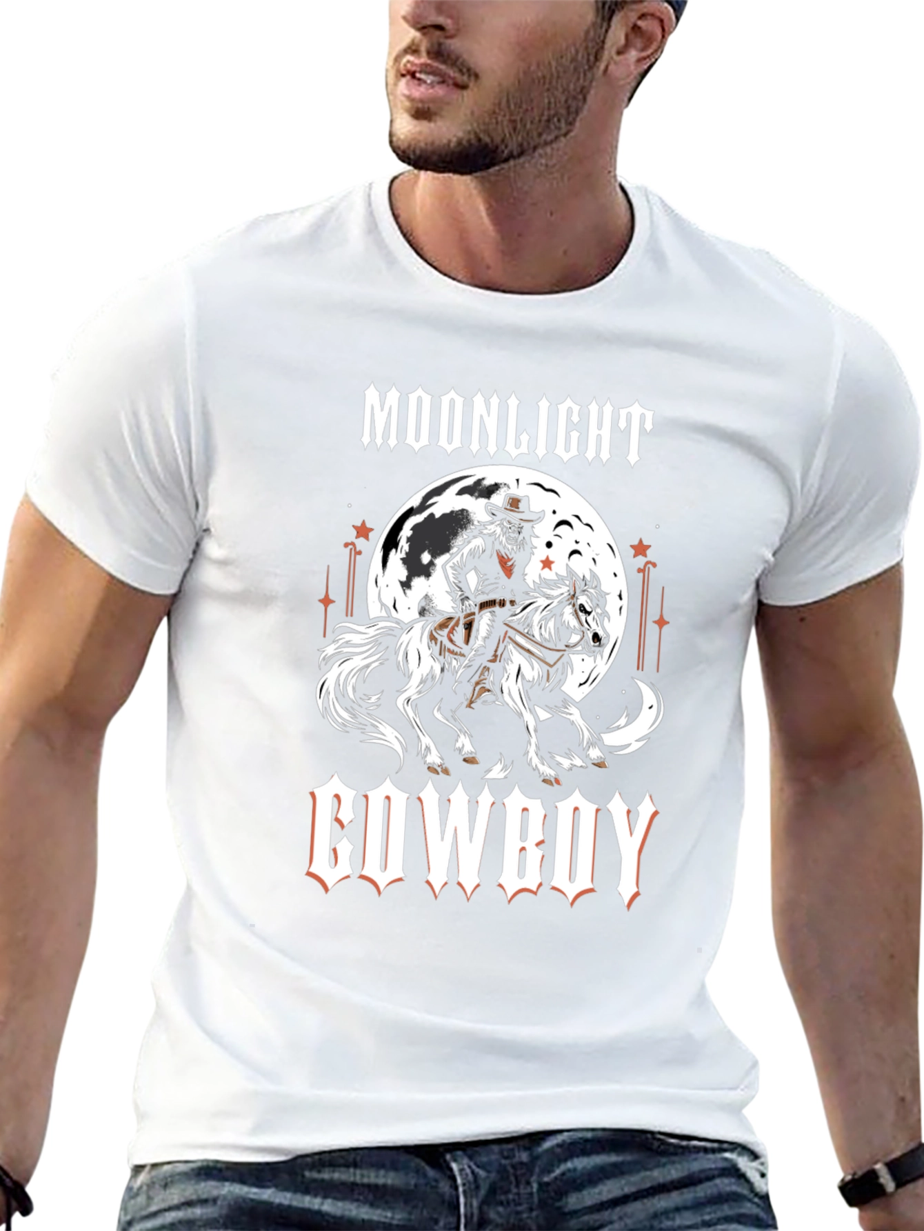 Moonlight Cowboy Graphic Print T-Shirt