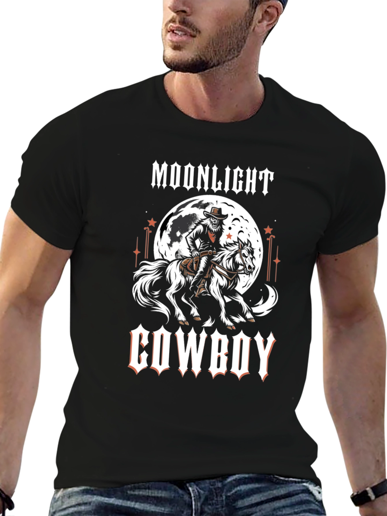 Moonlight Cowboy Graphic Print T-Shirt