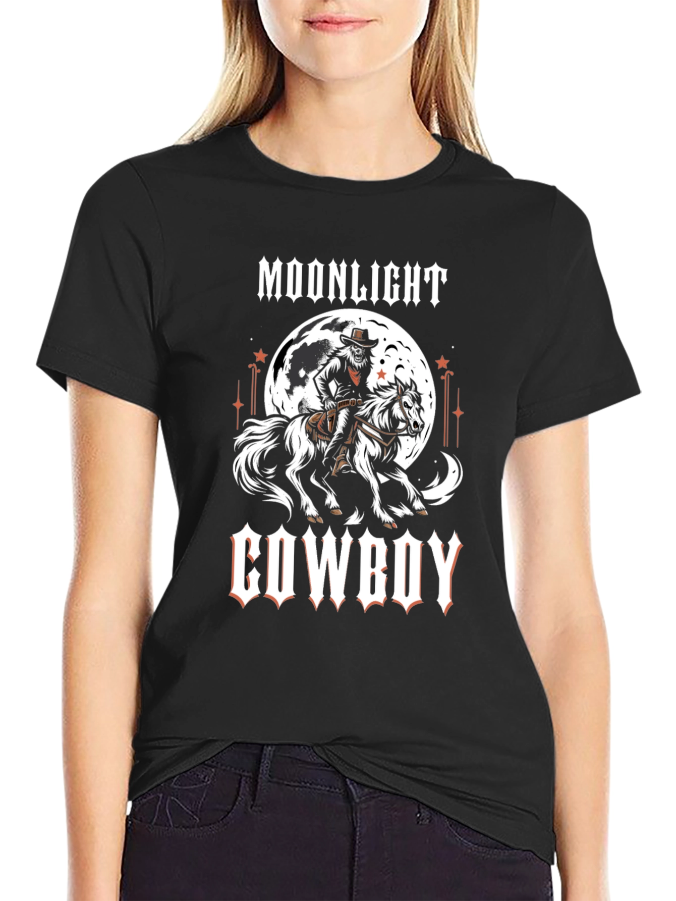 Moonlight Cowboy Graphic Print T-Shirt