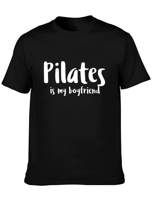 Pilates is My Boyfriend Black Graphic Tee