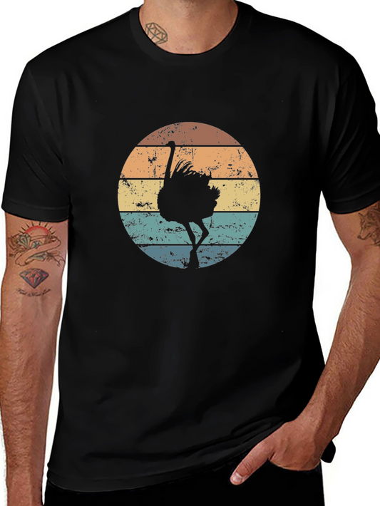 Retro Ostrich Graphic Tee - Vintage Style Comfort