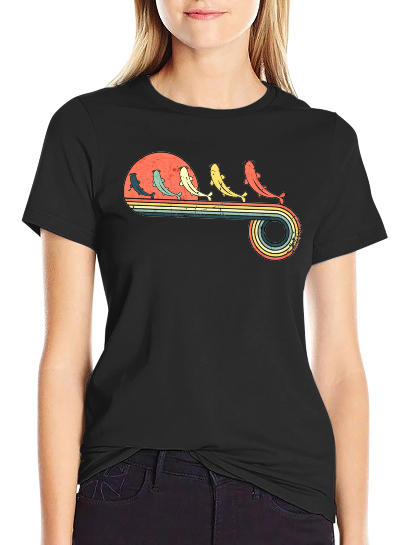 Retro Catfish Sunset Graphic Tee
