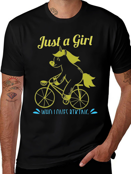 Just A Girl Who Loves Biking Unicorn T-Shirt