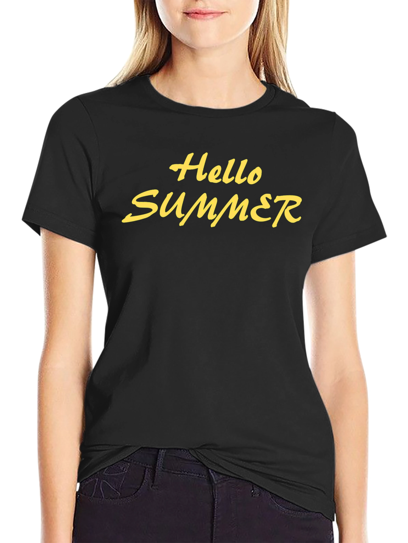 Hello Summer Black Graphic Tee