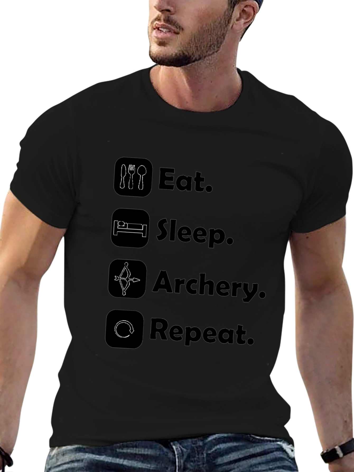 Eat Sleep Archery Repeat Black T-Shirt