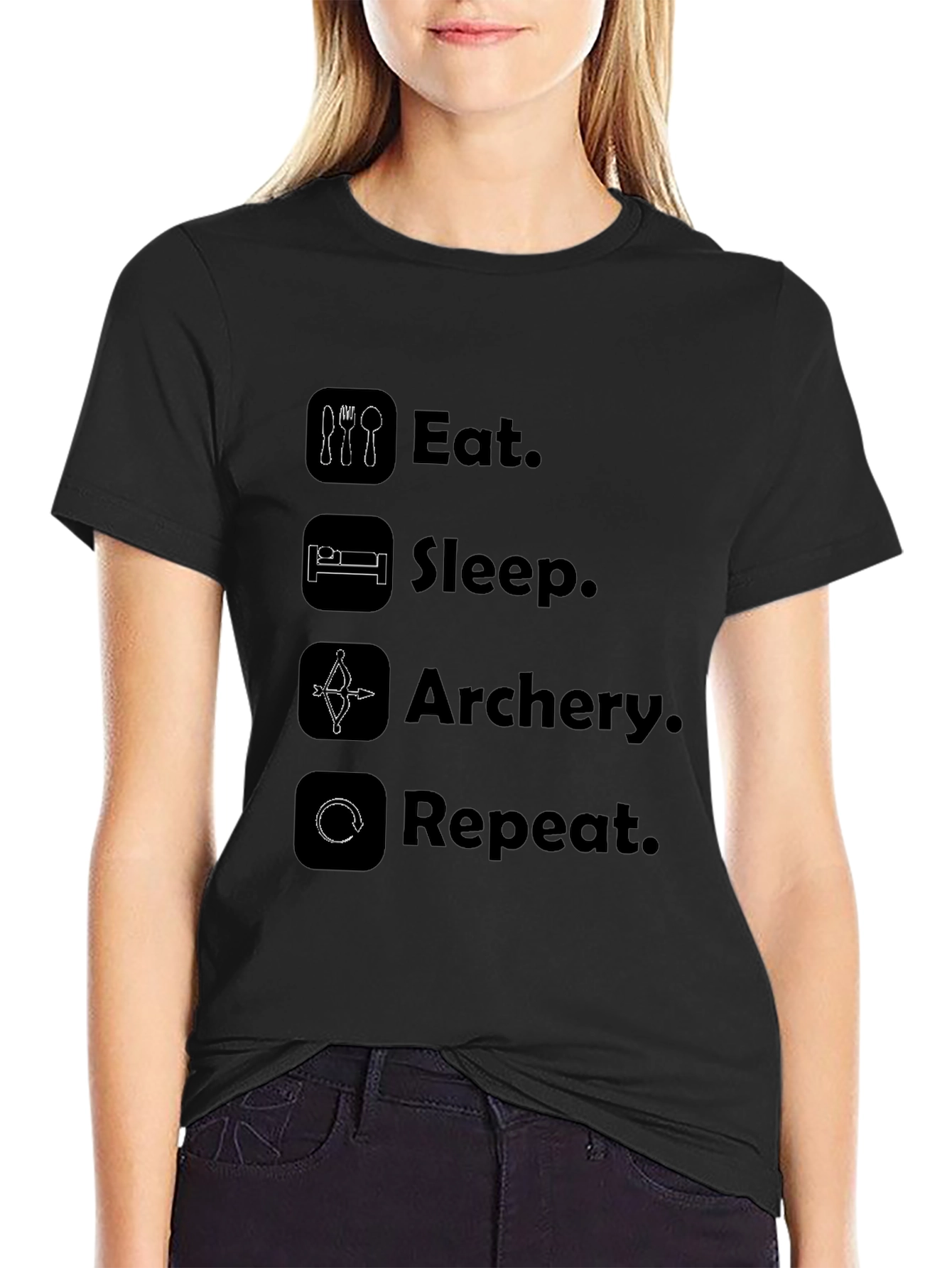 Eat Sleep Archery Repeat Black T-Shirt