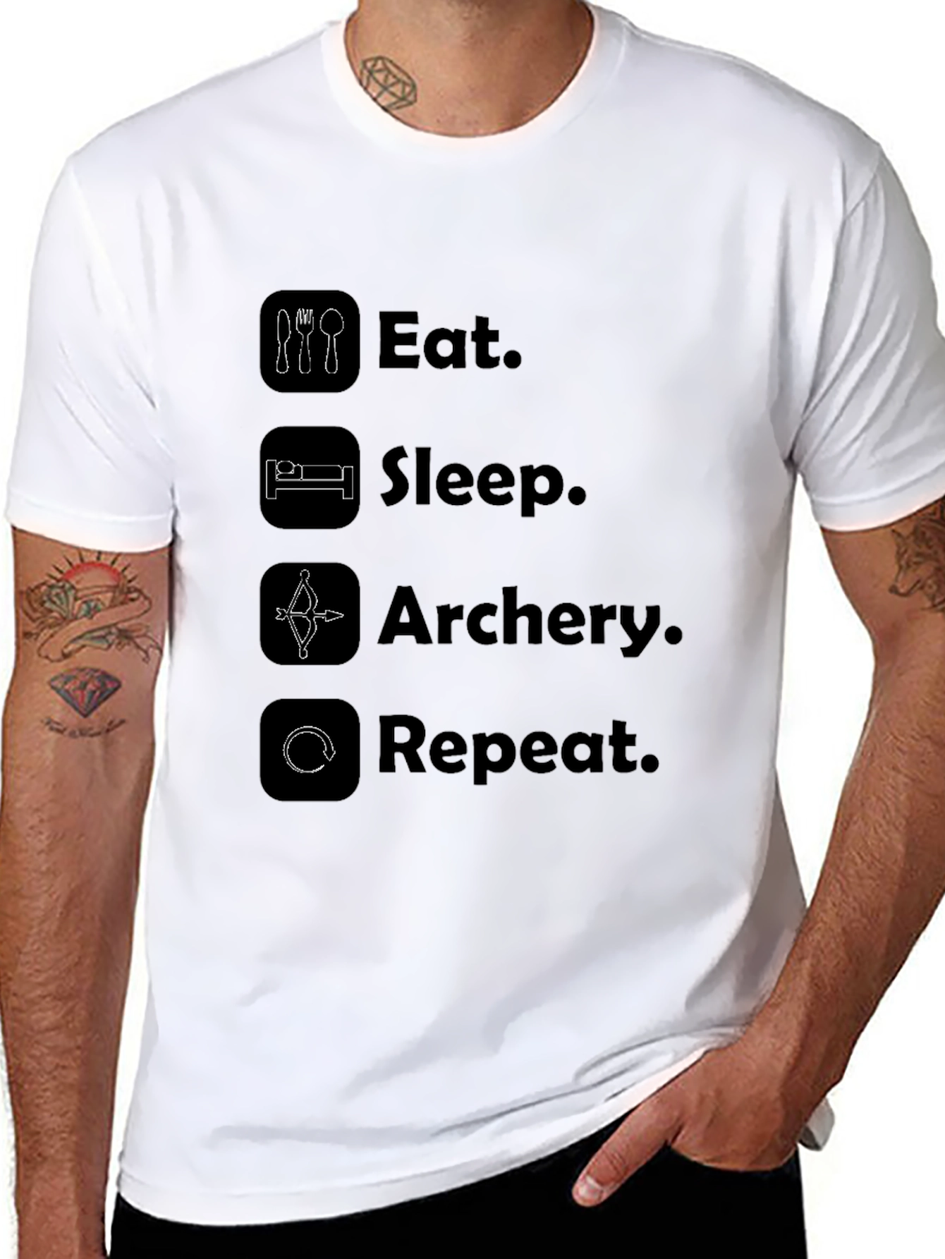 Eat Sleep Archery Repeat Black T-Shirt