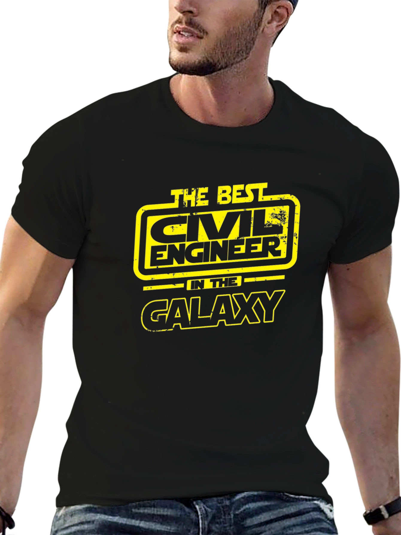 Civil Engineer Galaxy T-Shirt - Black Cotton Tee