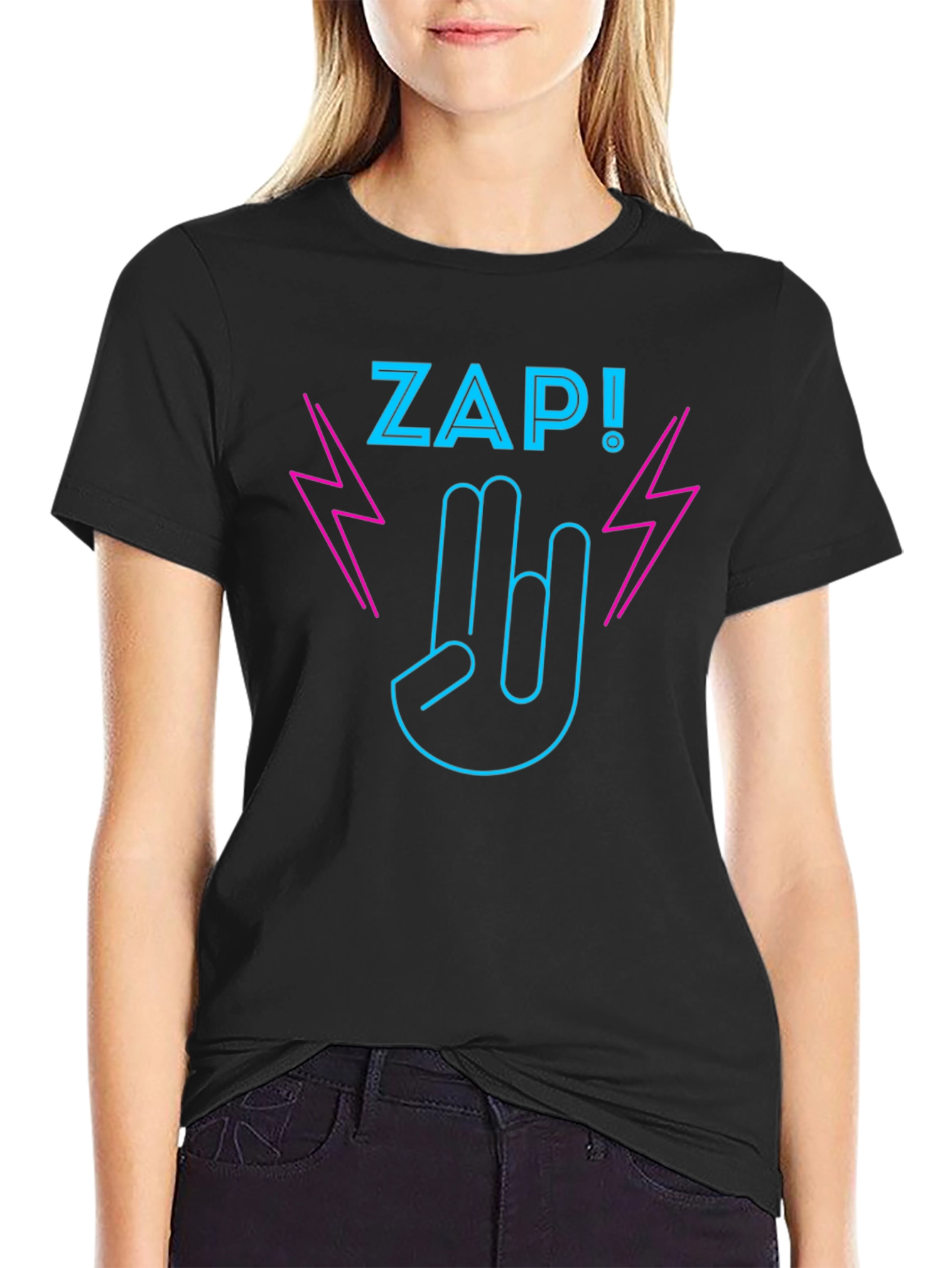 ZAP! Graphic Print Black T-Shirt