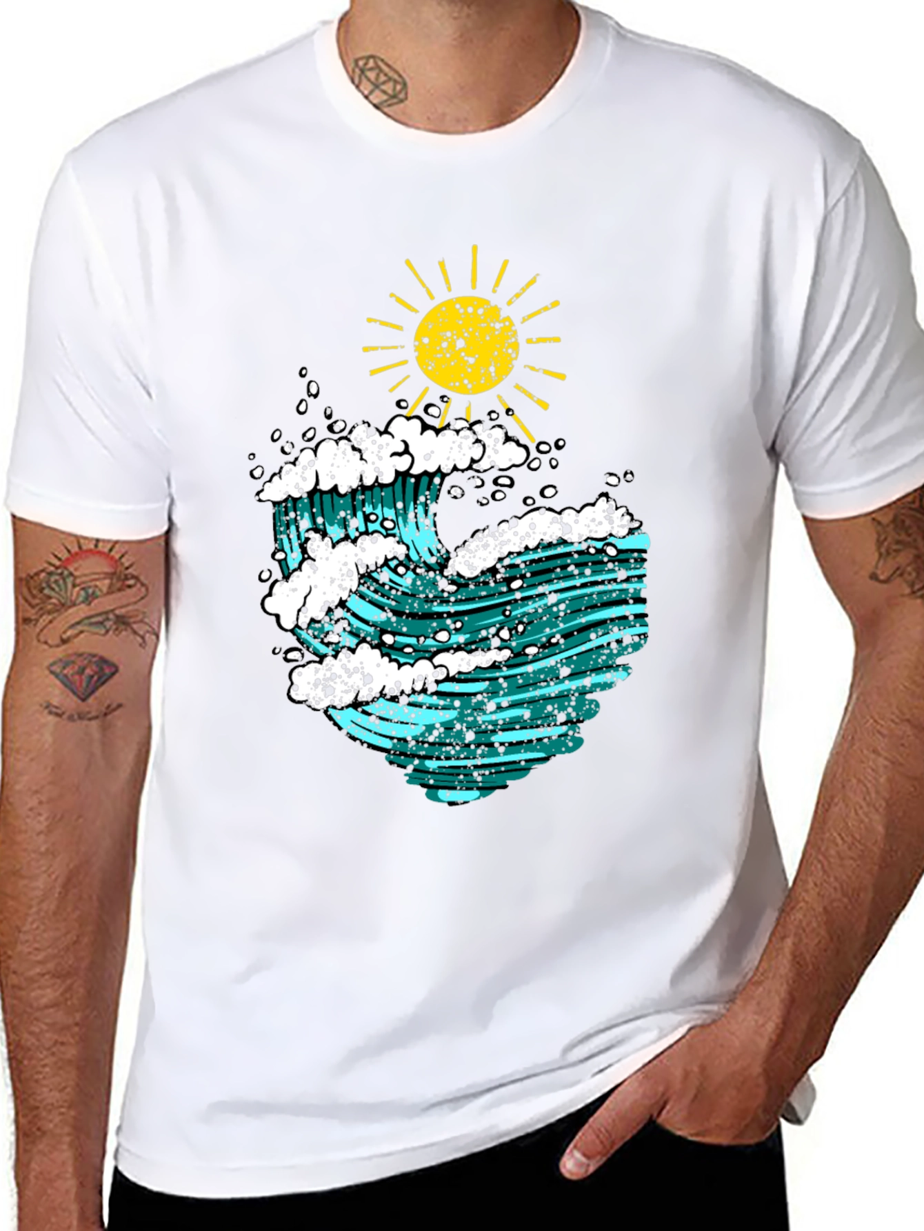 Ocean Wave Graphic Tee - Sun & Surf Design