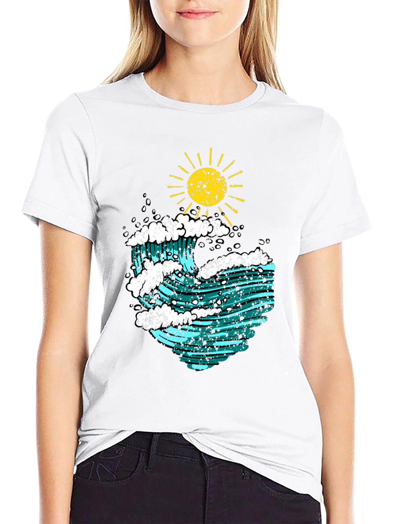Ocean Wave Graphic Tee - Sun & Surf Design
