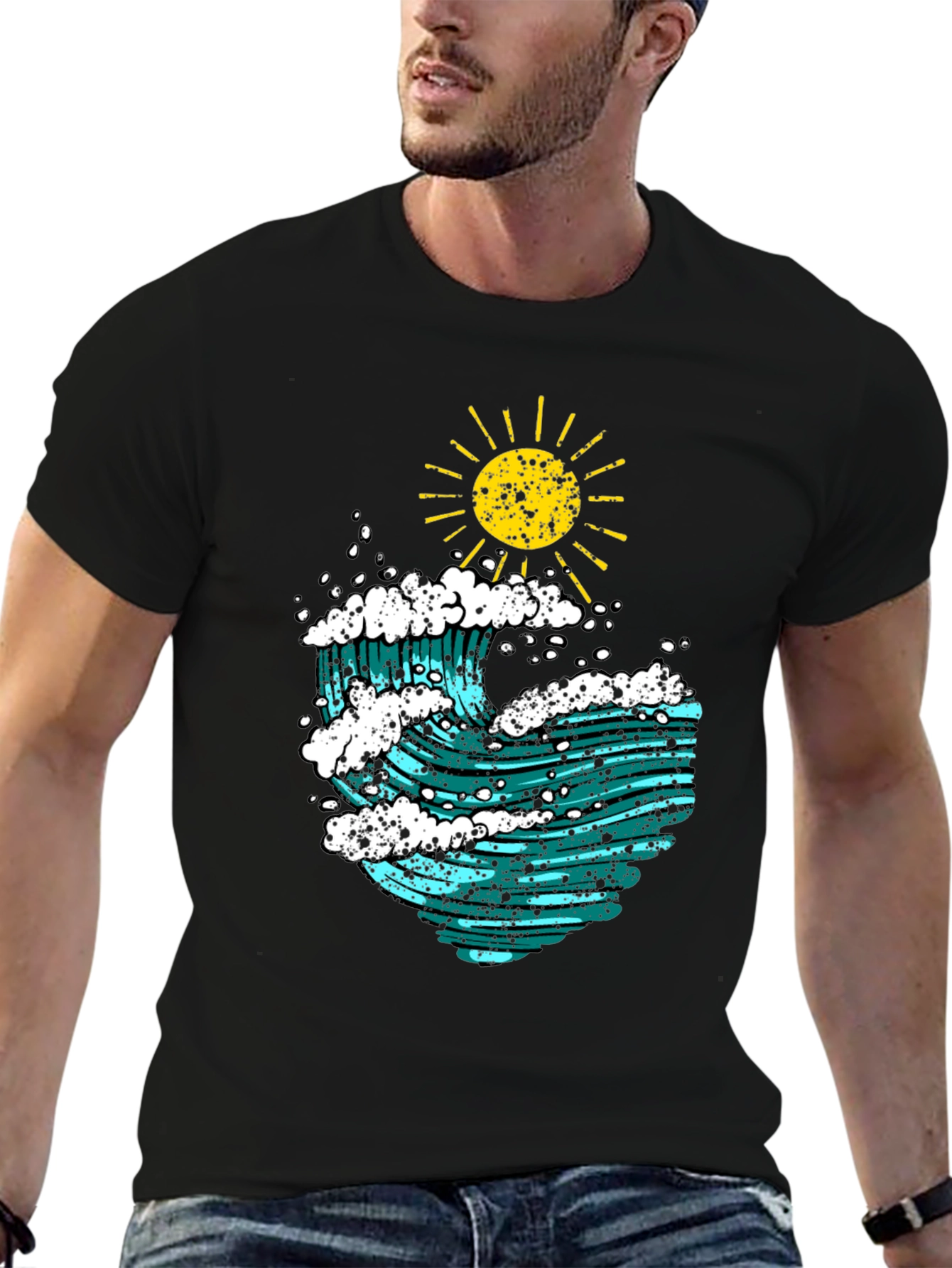 Ocean Wave Graphic Tee - Sun & Surf Design