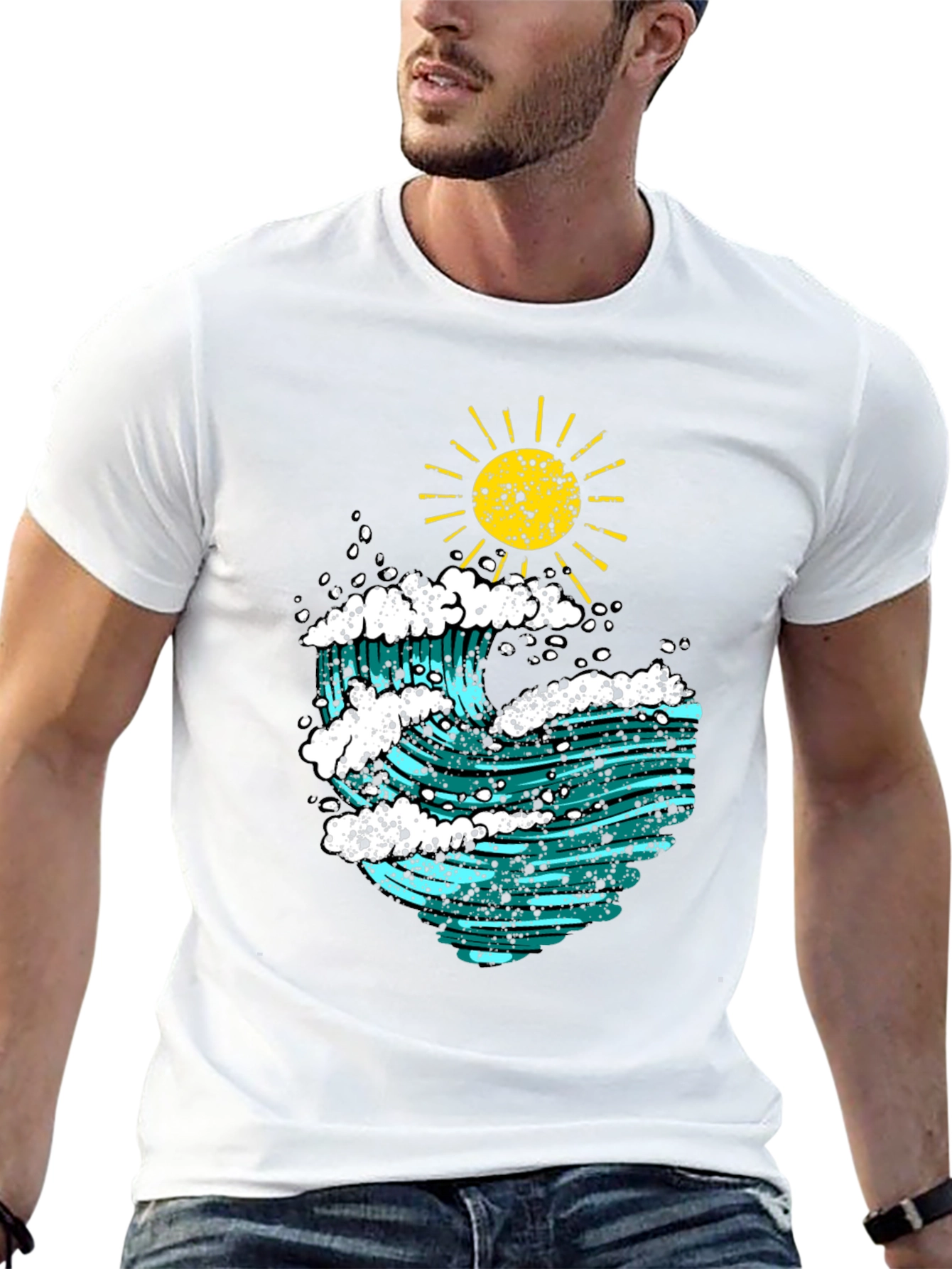 Ocean Wave Graphic Tee - Sun & Surf Design