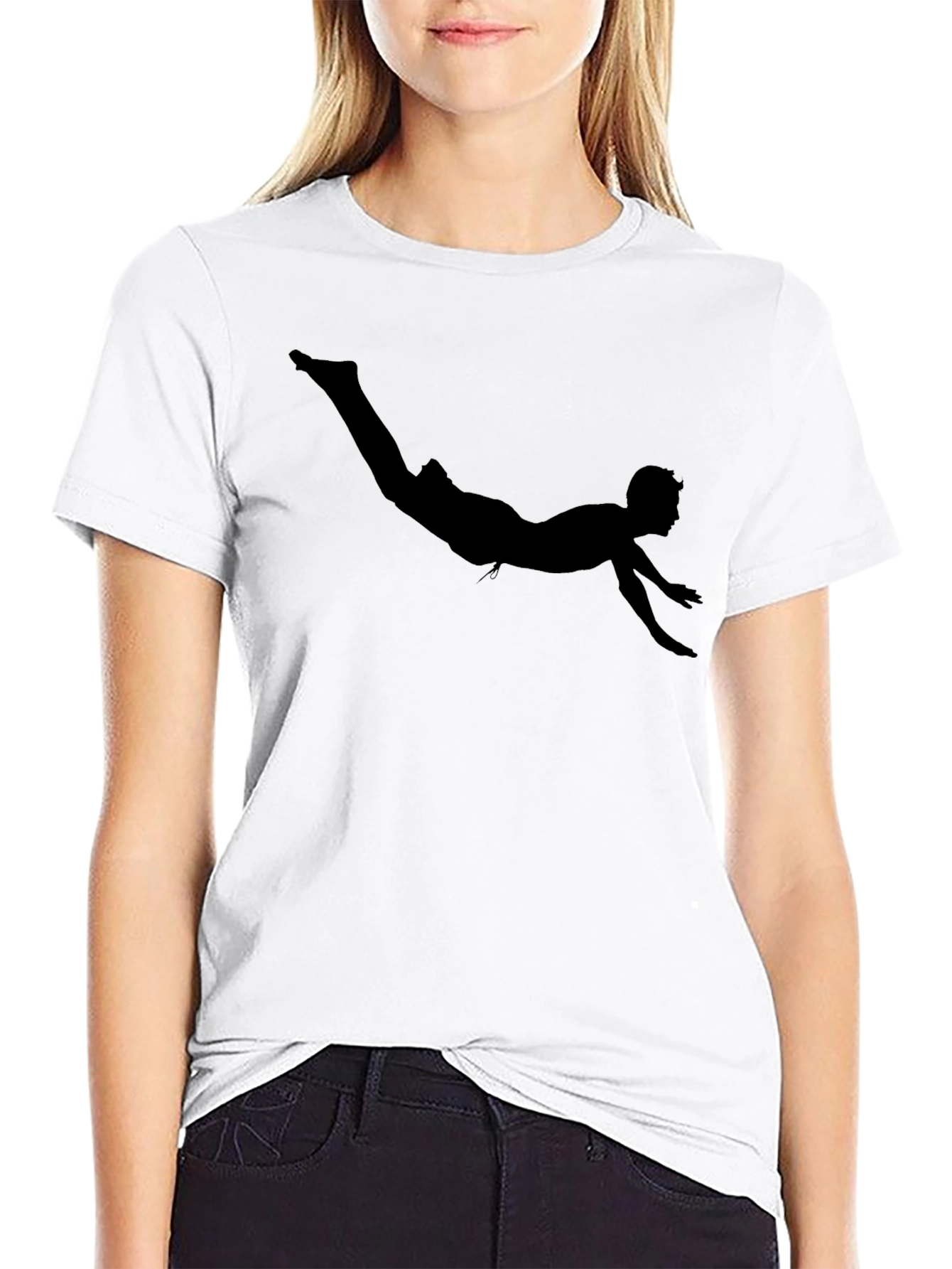 Diver Silhouette Graphic Tee - Black Cotton T-Shirt