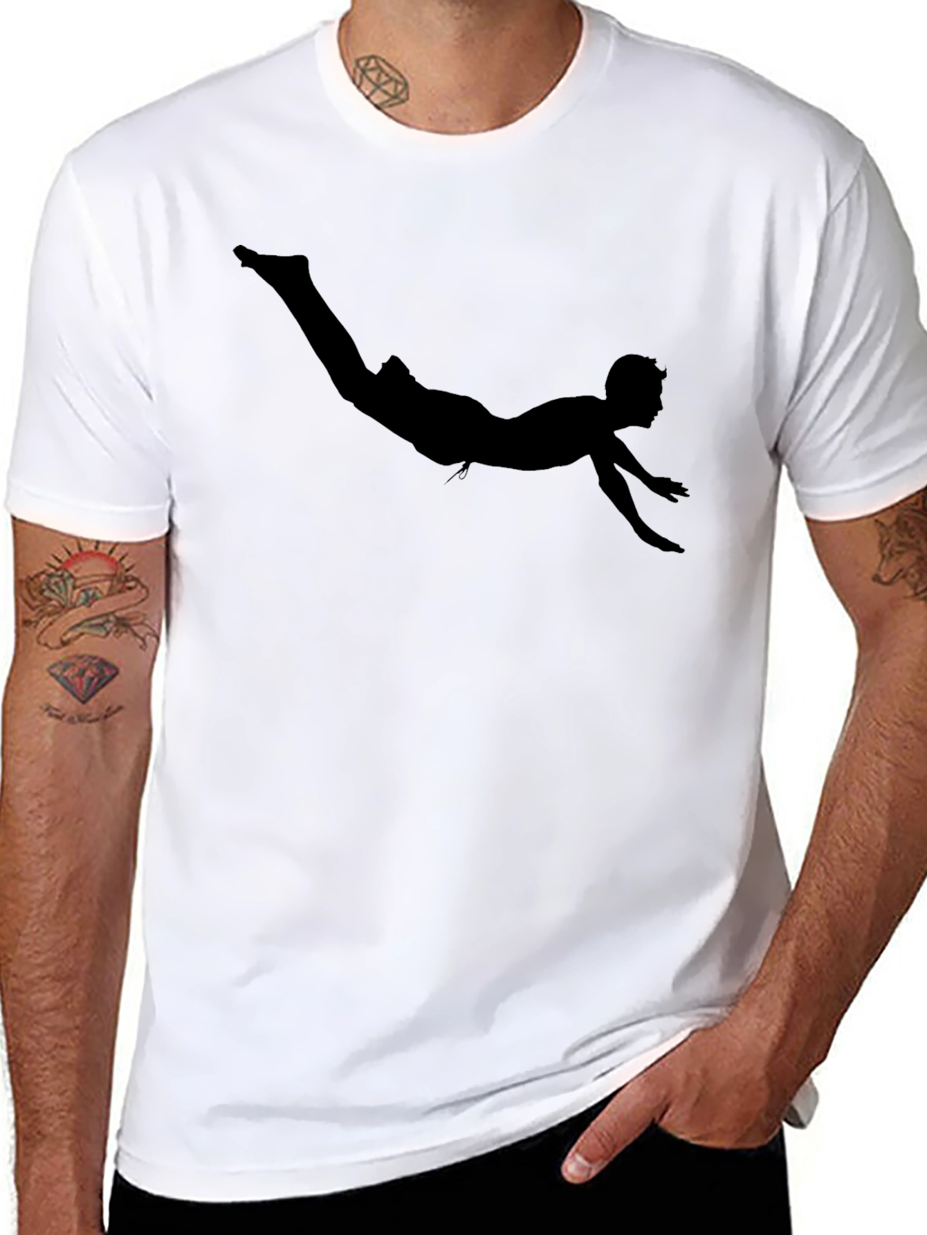 Diver Silhouette Graphic Tee - Black Cotton T-Shirt