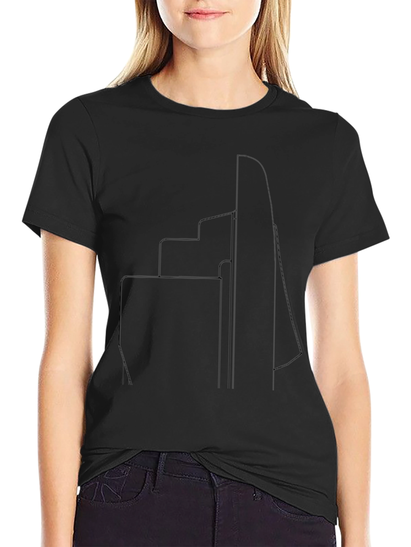 Modern Cityscape Black T-Shirt