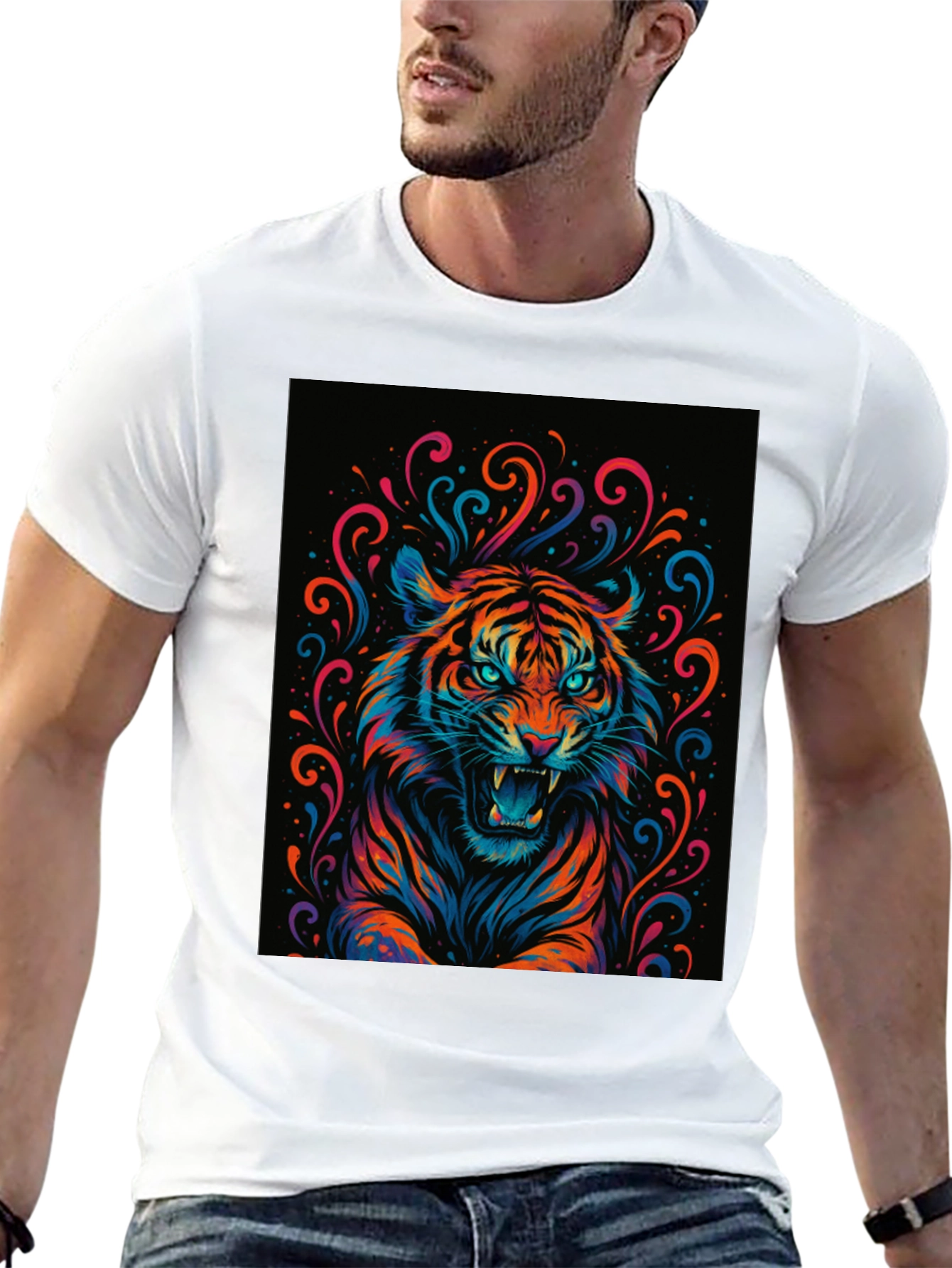 Vibrant Tiger Graphic Tee - Bold Statement Shirt