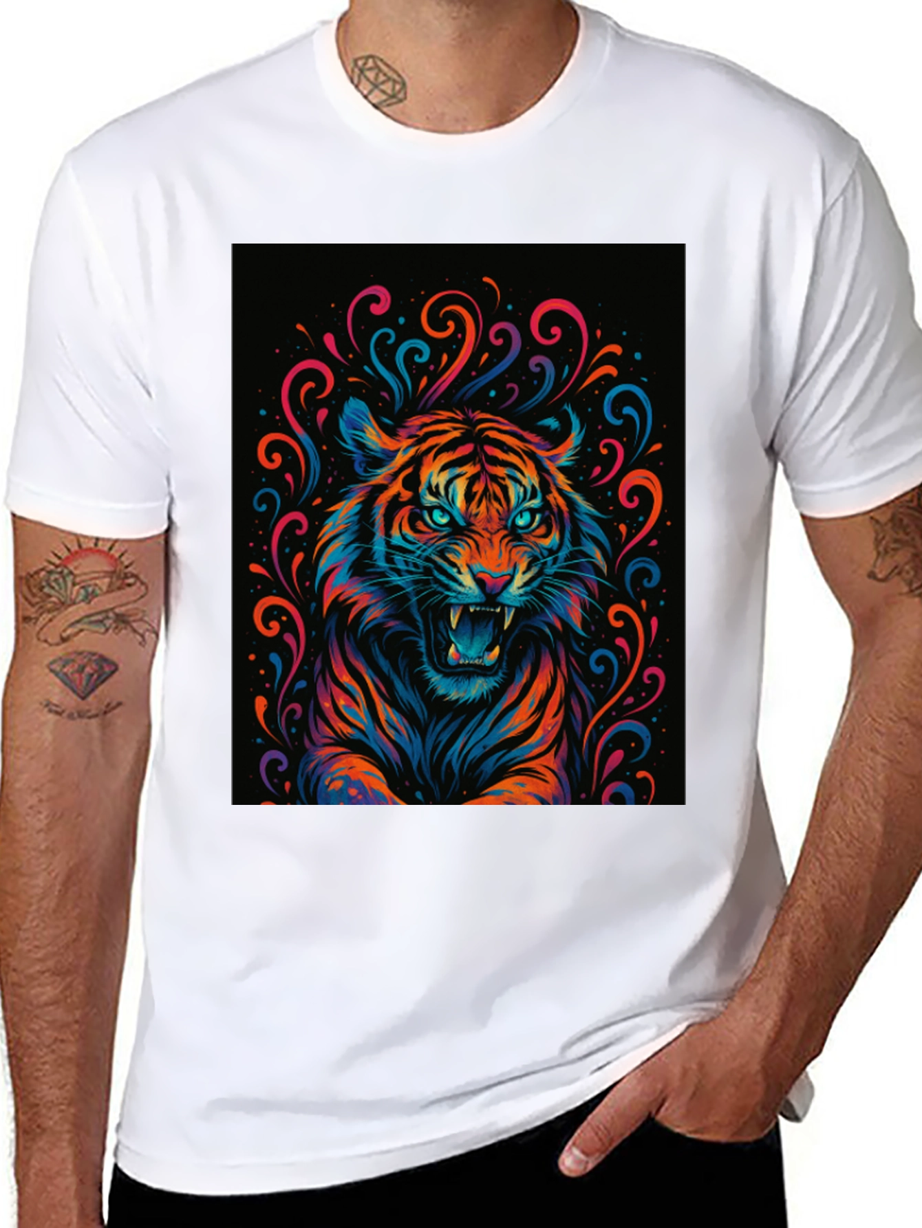 Vibrant Tiger Graphic Tee - Bold Statement Shirt