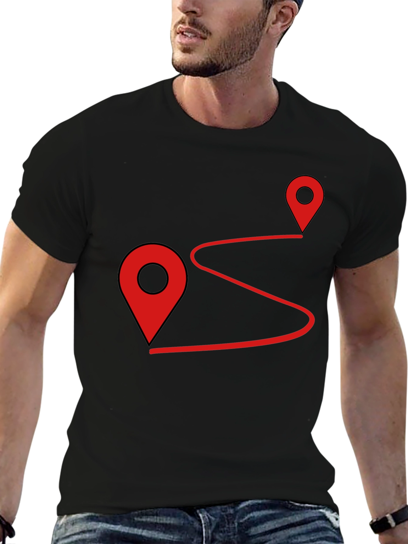 Route Finder Graphic Tee - Black Cotton Shirt