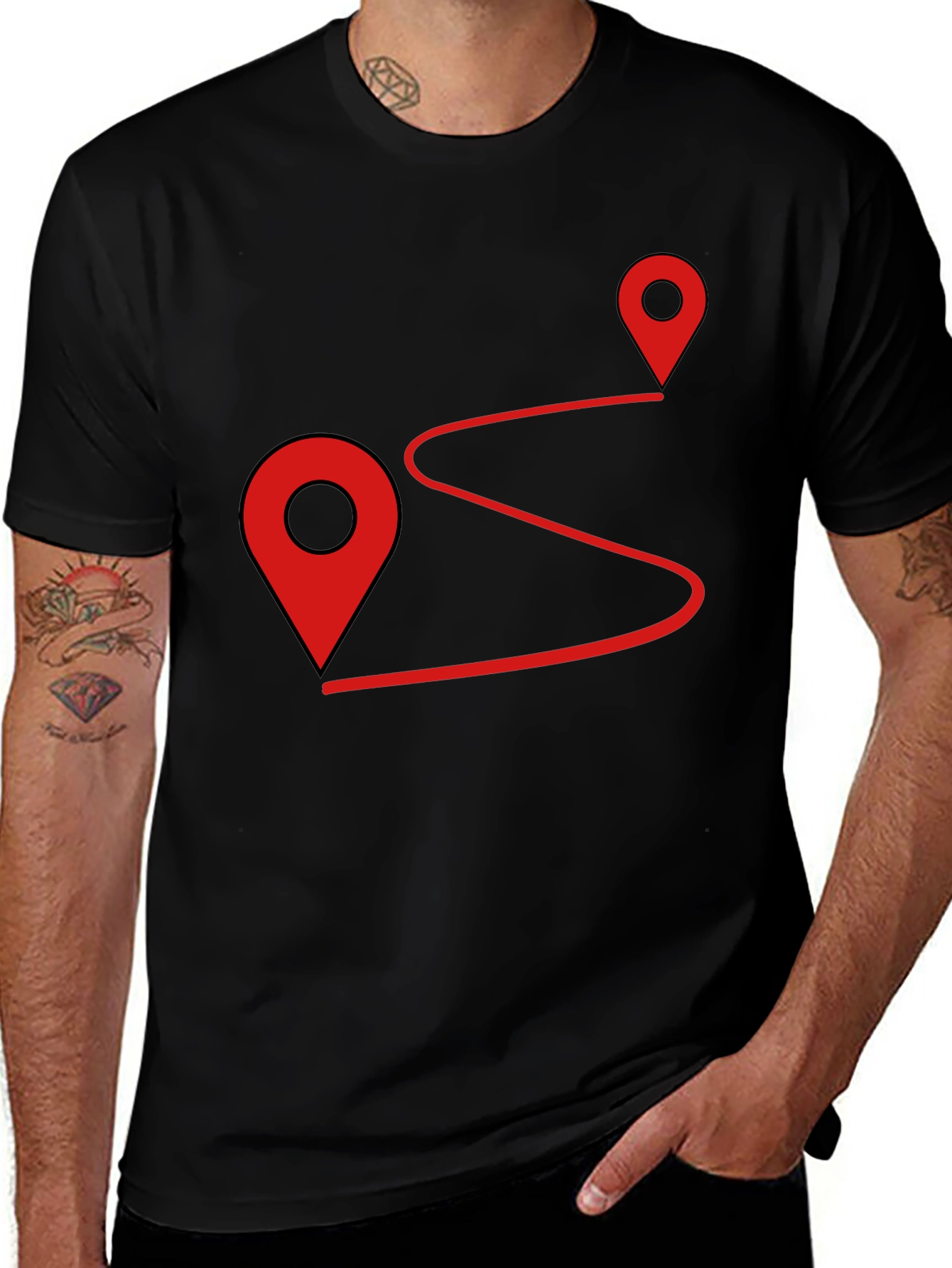 Route Finder Graphic Tee - Black Cotton Shirt