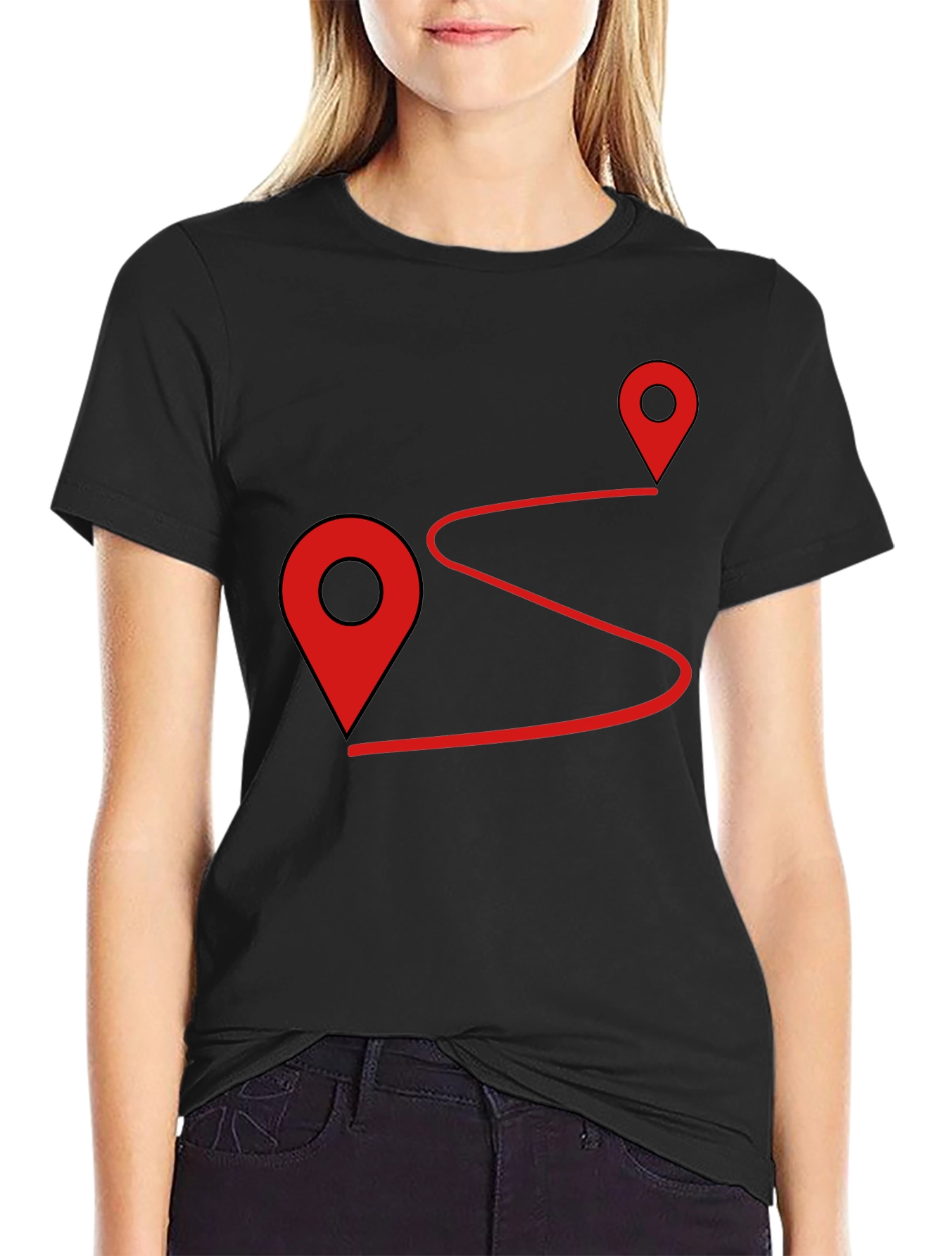 Route Finder Graphic Tee - Black Cotton Shirt