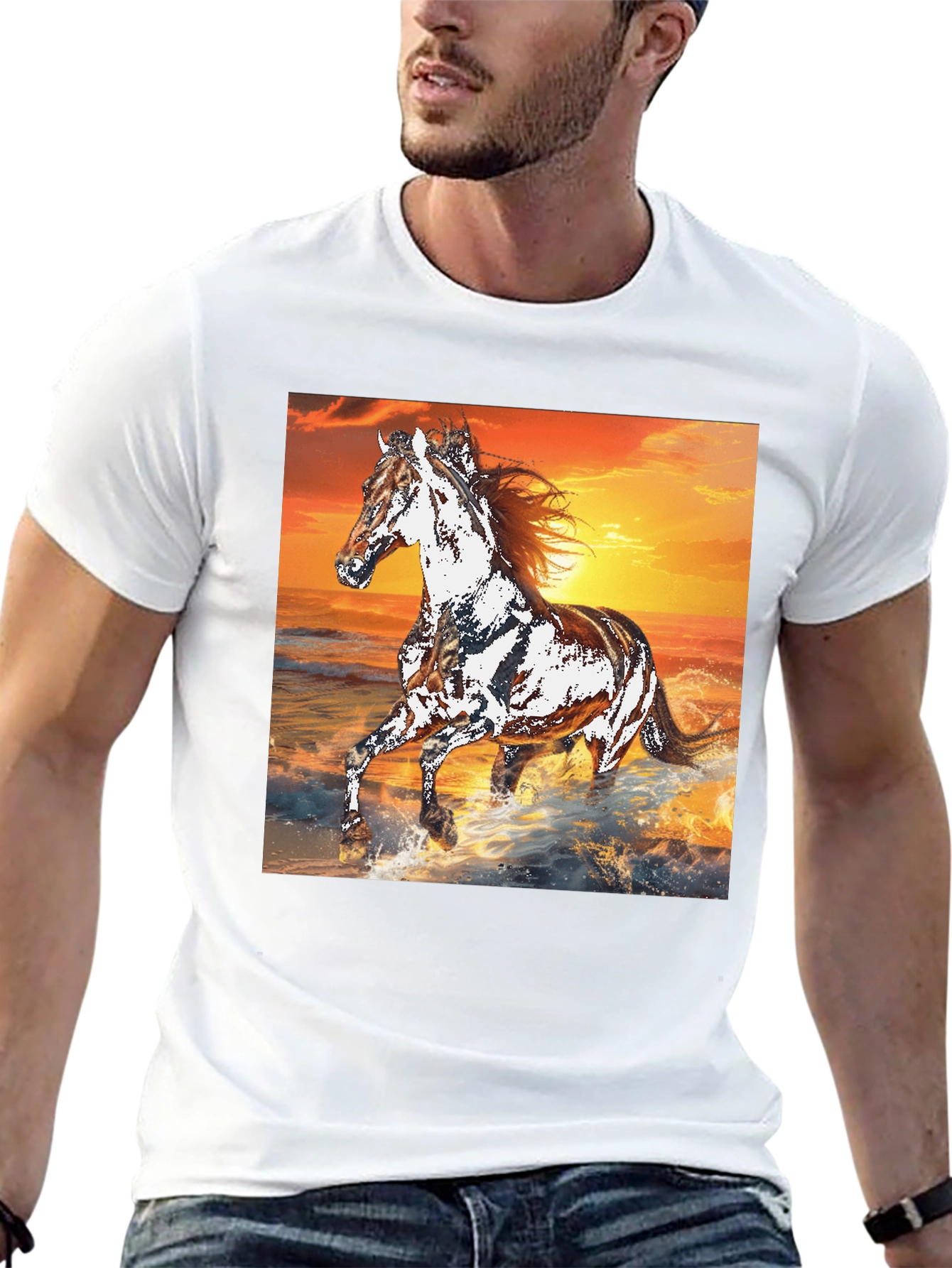 Horse Sunset Graphic Tee - Black