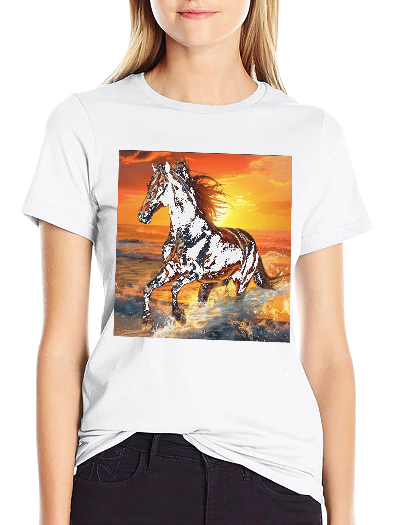 Horse Sunset Graphic Tee - Black