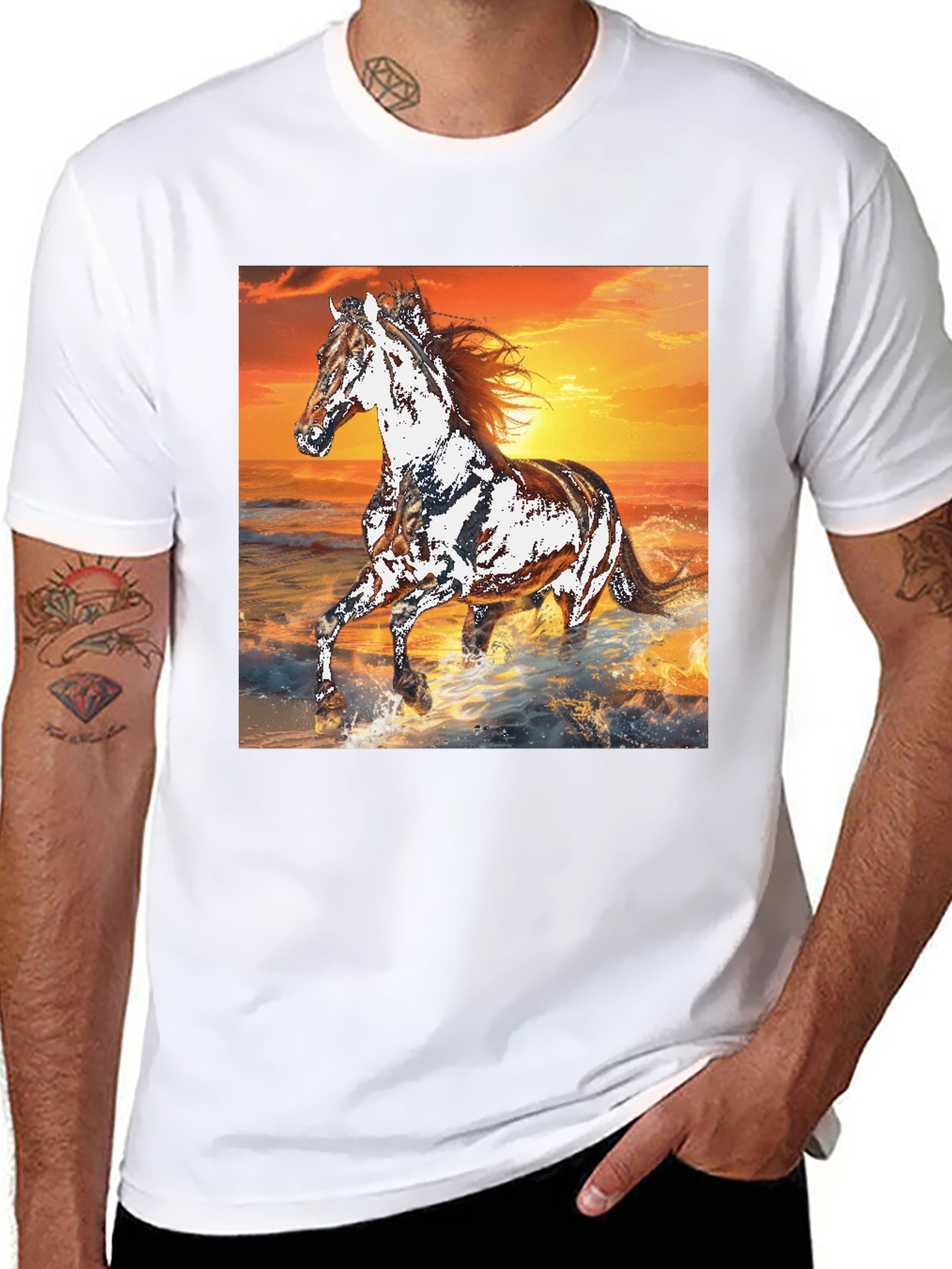 Horse Sunset Graphic Tee - Black