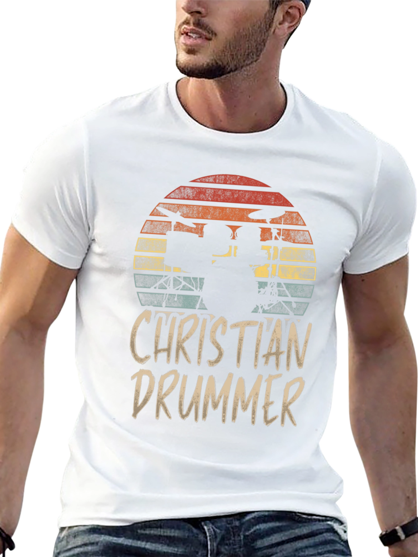 Christian Drummer Sunset Graphic T-Shirt