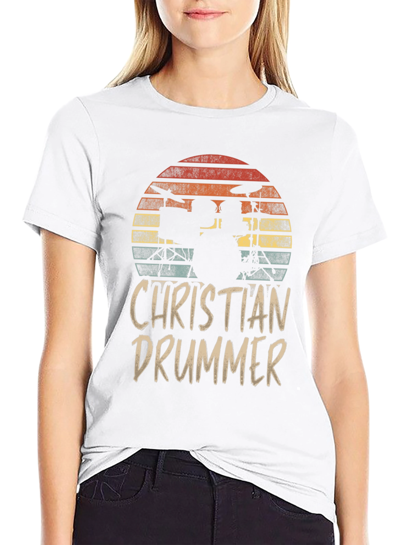 Christian Drummer Sunset Graphic T-Shirt