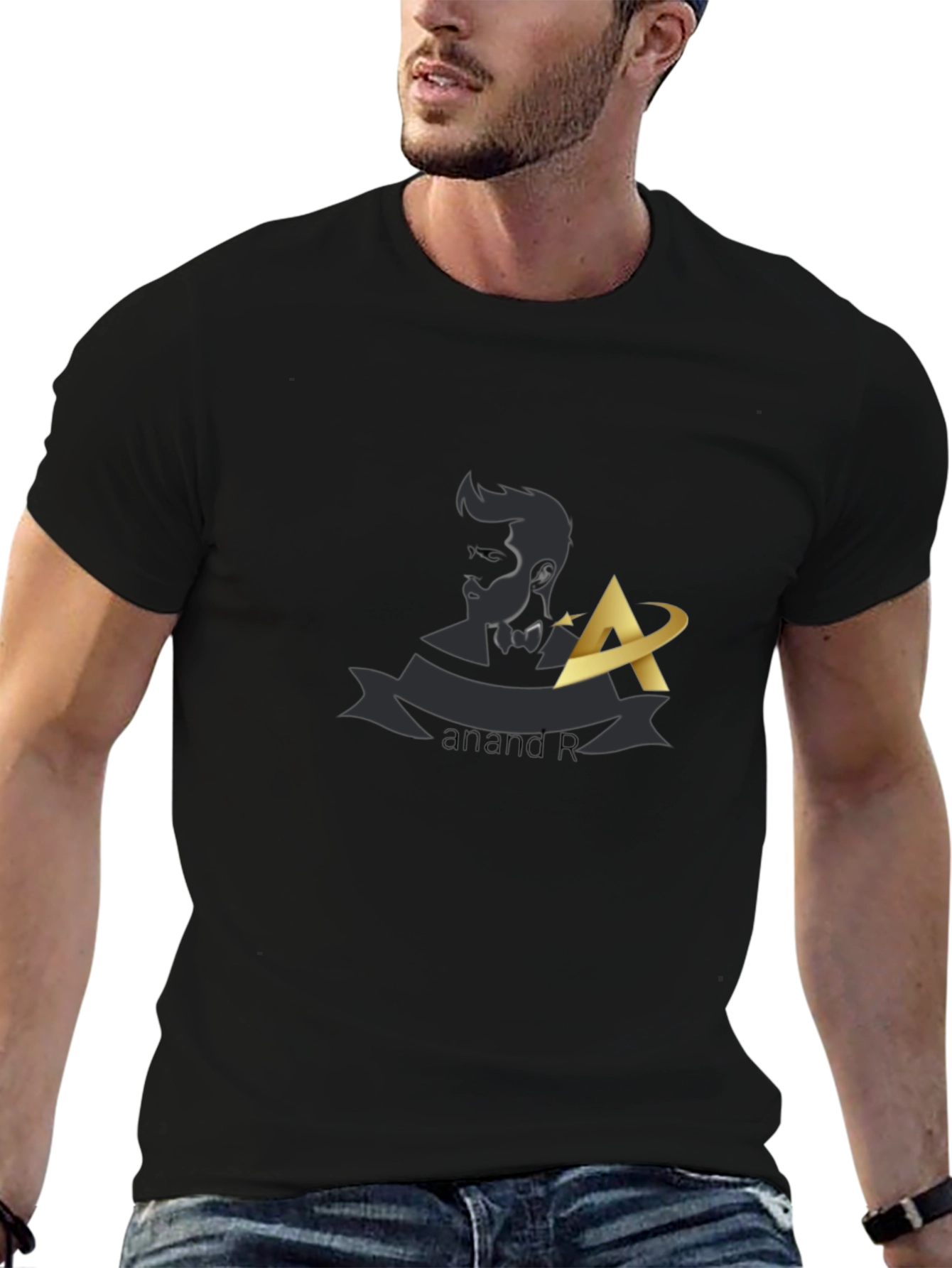 Stylish Black T-Shirt with Unique Graphic Design