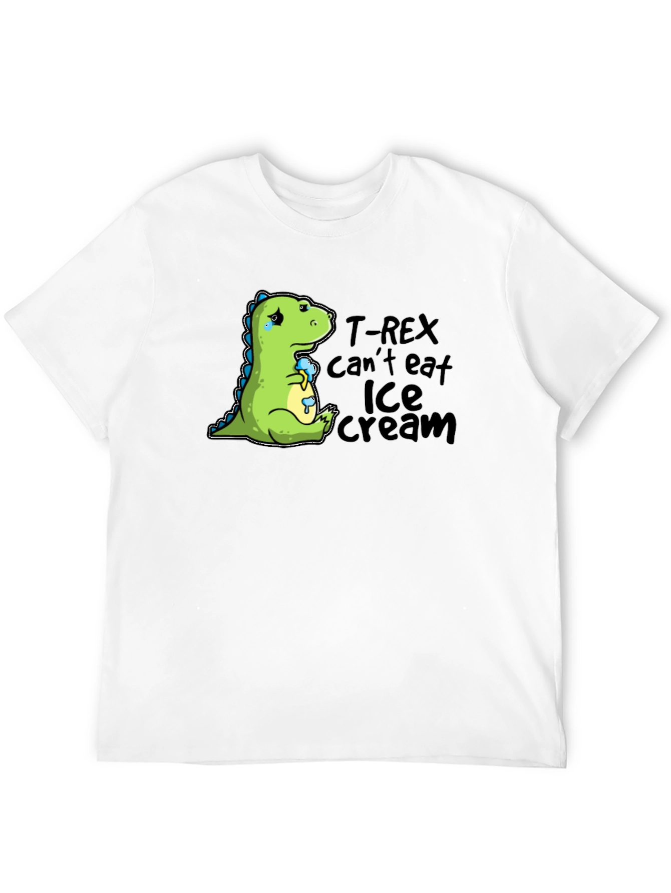 Sad Dino T-Rex Ice Cream Humor Graphic T-Shirt