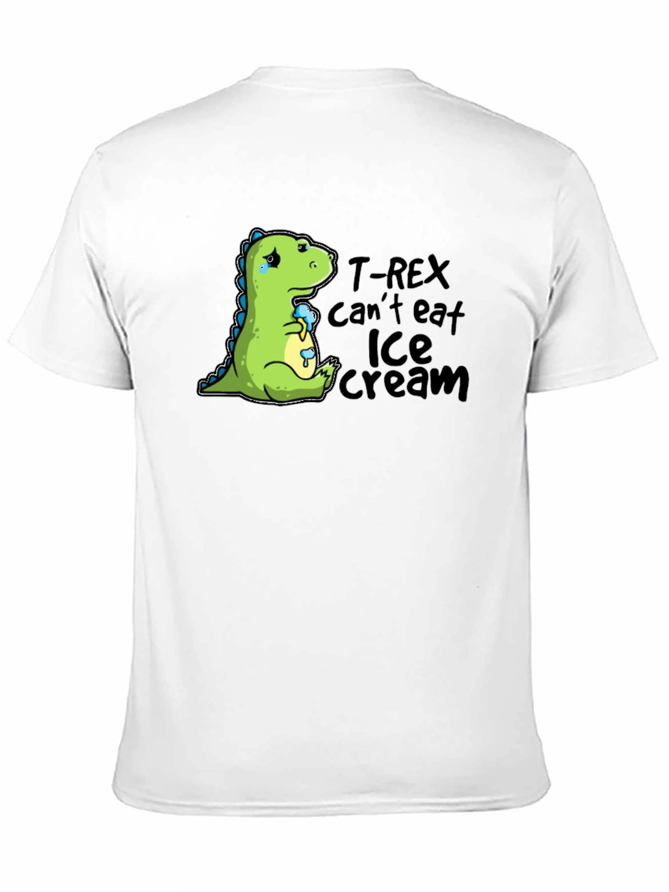 Sad Dino T-Rex Ice Cream Humor Graphic T-Shirt
