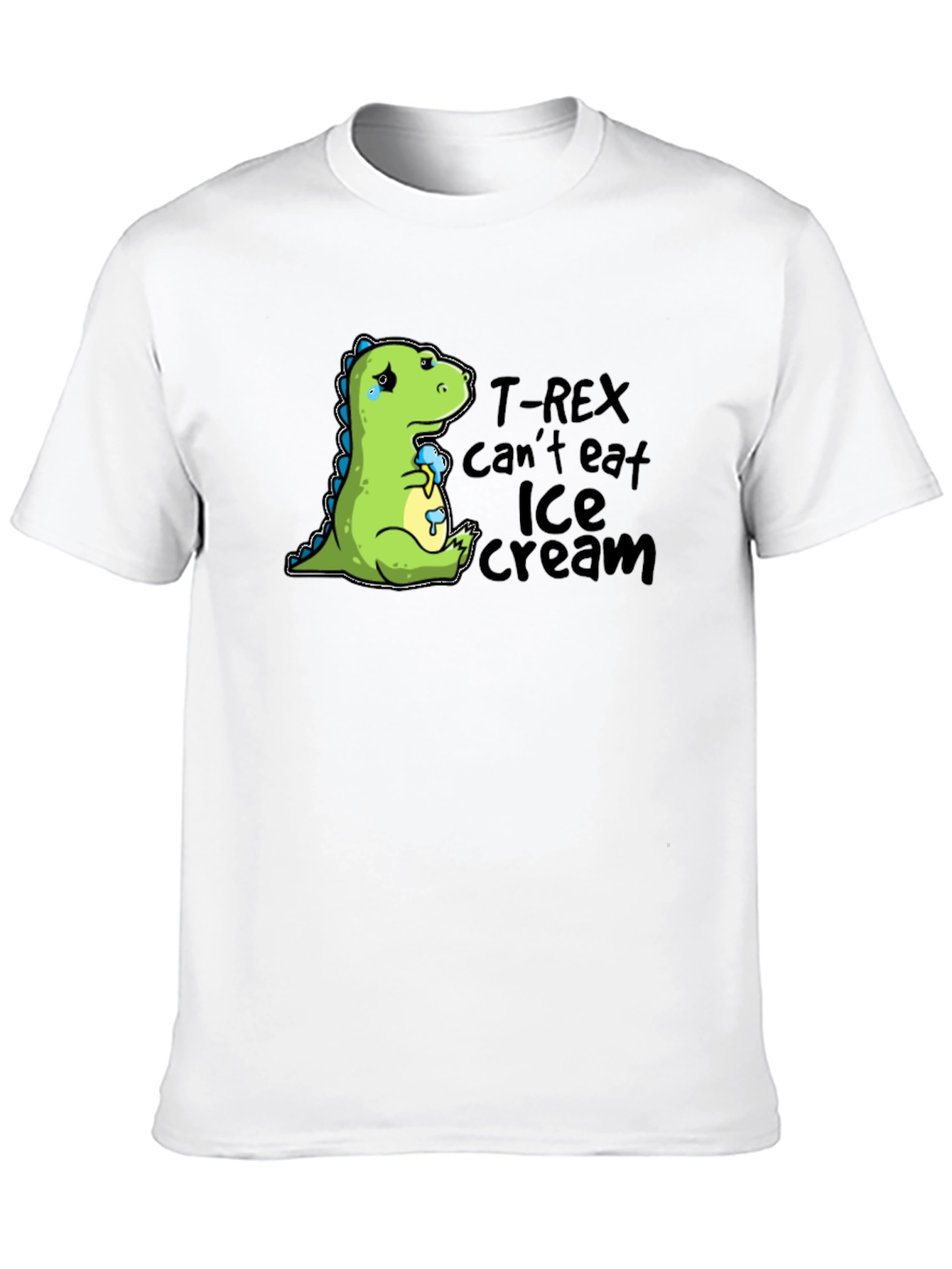 Sad Dino T-Rex Ice Cream Humor Graphic T-Shirt