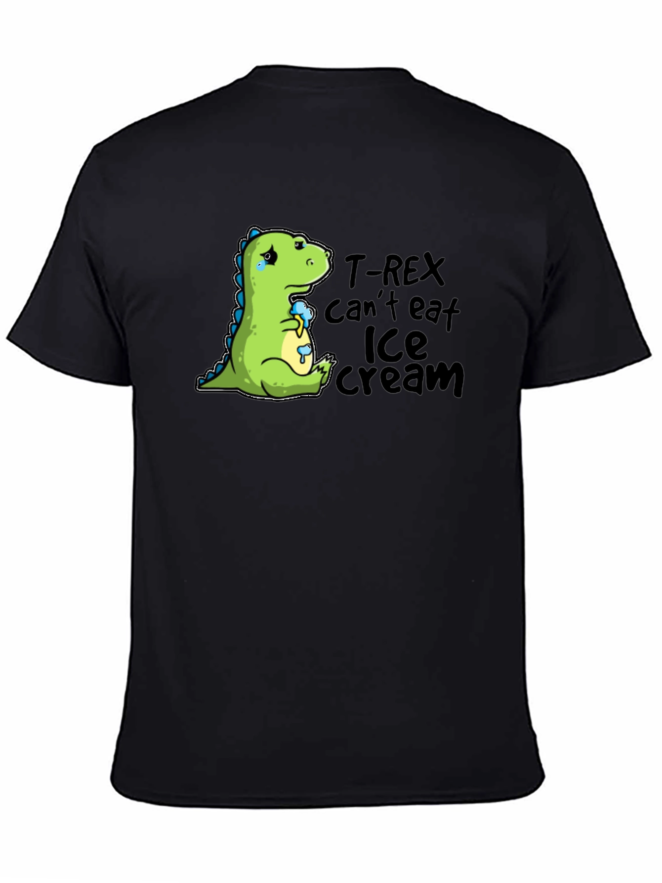 Sad Dino T-Rex Ice Cream Humor Graphic T-Shirt