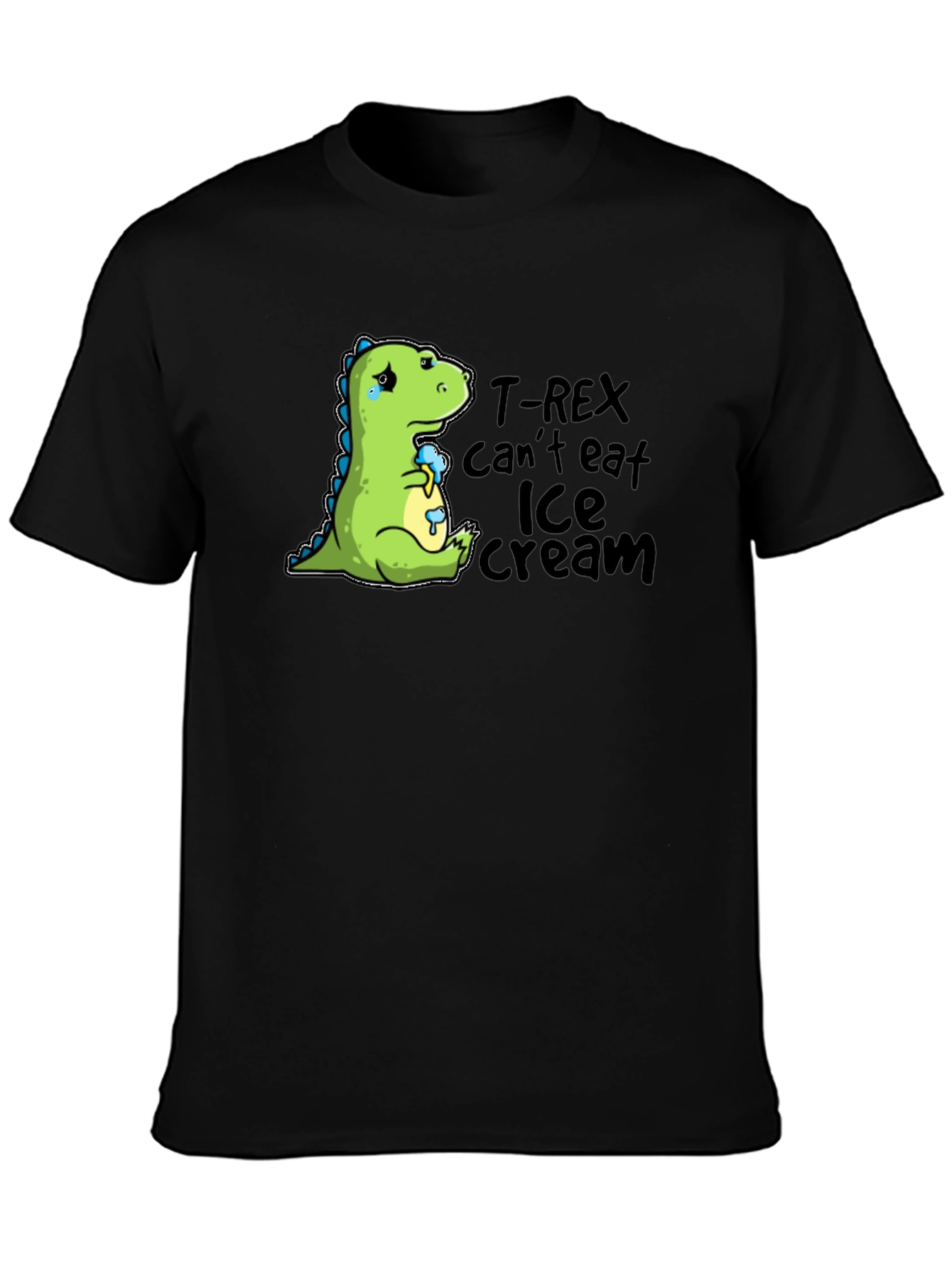 Sad Dino T-Rex Ice Cream Humor Graphic T-Shirt